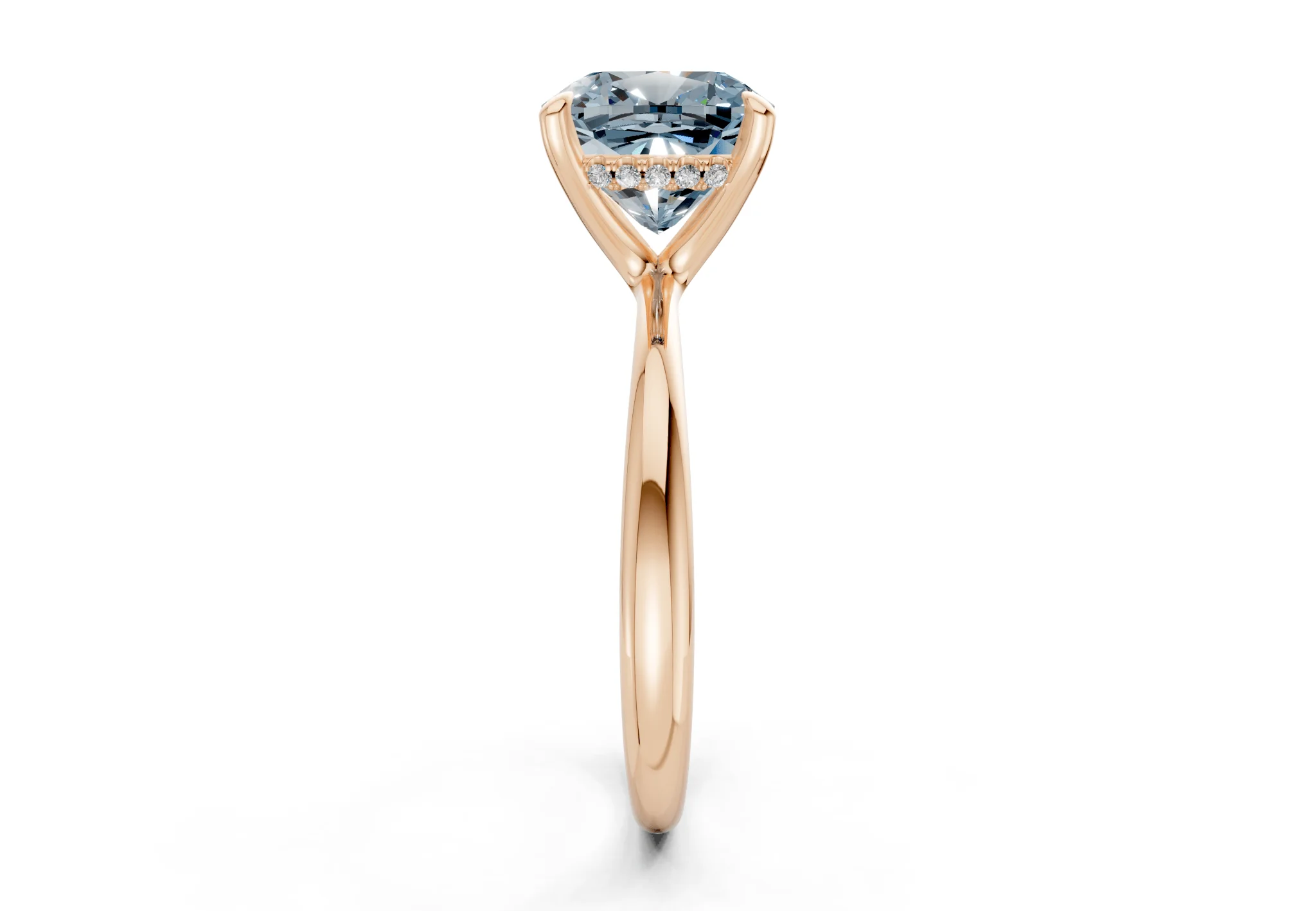 Marlowe Blue Diamond Solitaire Cushion Squareuare Cut 1.6mm Engagement Ring - Image 6