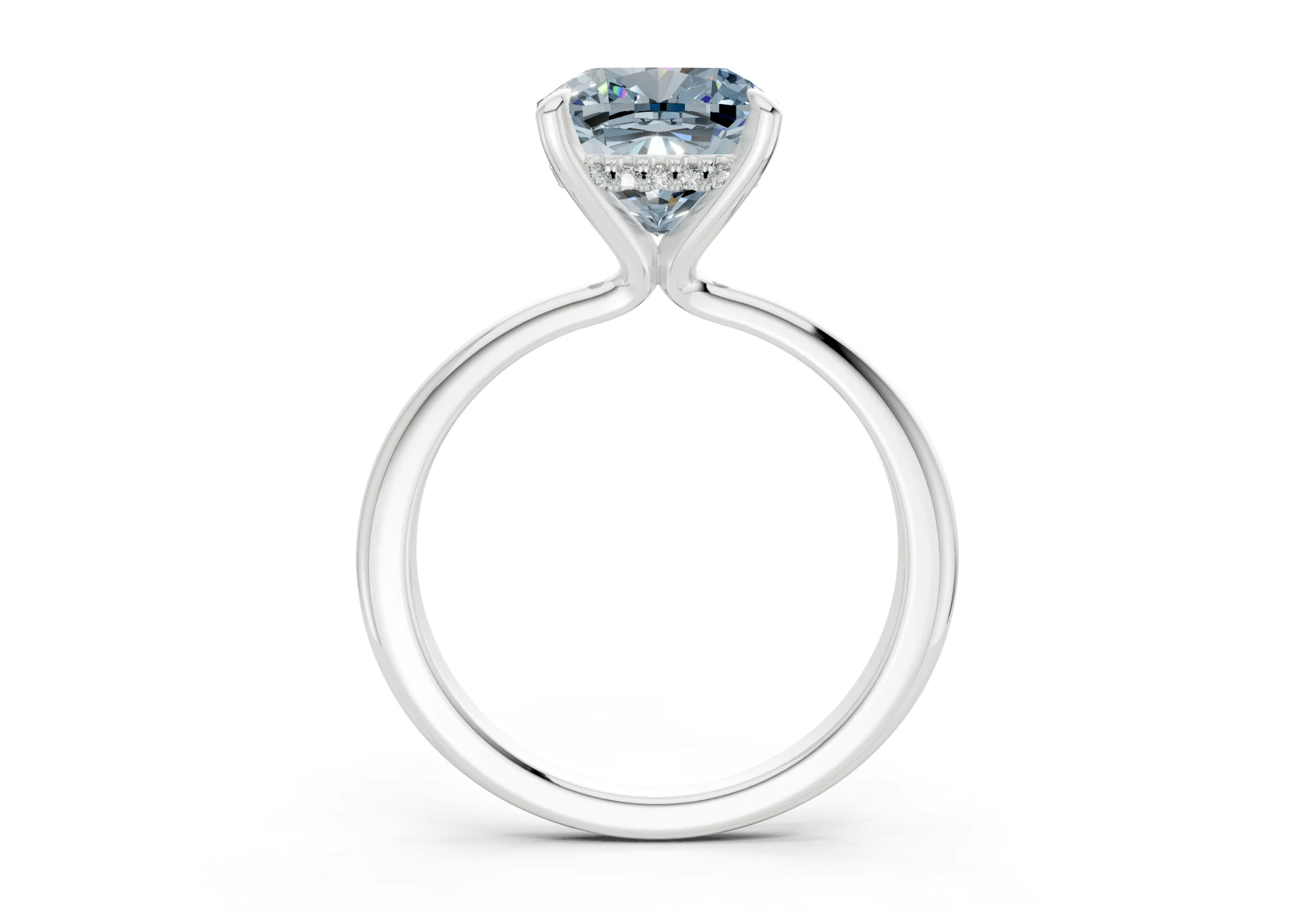 Marlowe Blue Diamond Solitaire Cushion Squareuare Cut 1.6mm Engagement Ring - Image 8