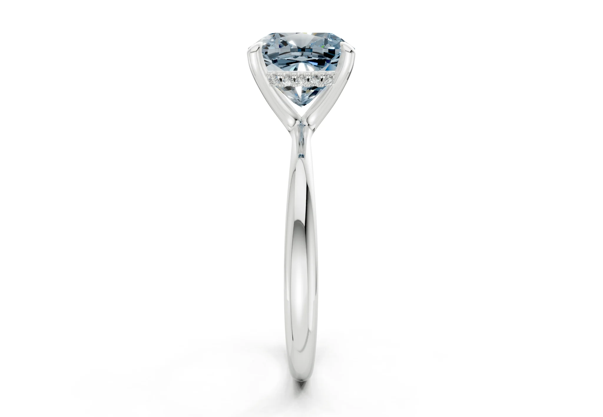 Marlowe Blue Diamond Solitaire Cushion Squareuare Cut 1.6mm Engagement Ring - Image 9