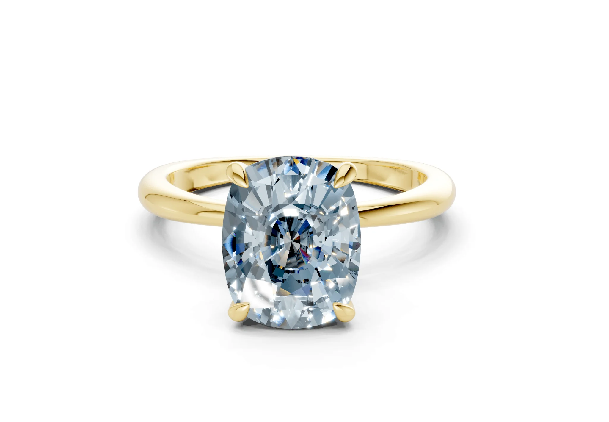 Marlowe Blue Diamond Solitaire Elongated Cushion Cut 1.6mm Engagement Ring