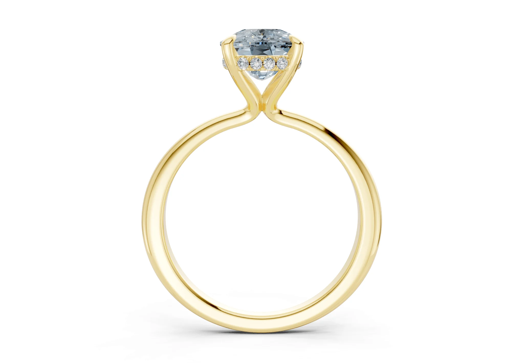 Marlowe Blue Diamond Solitaire Elongated Cushion Cut 1.6mm Engagement Ring - Image 2