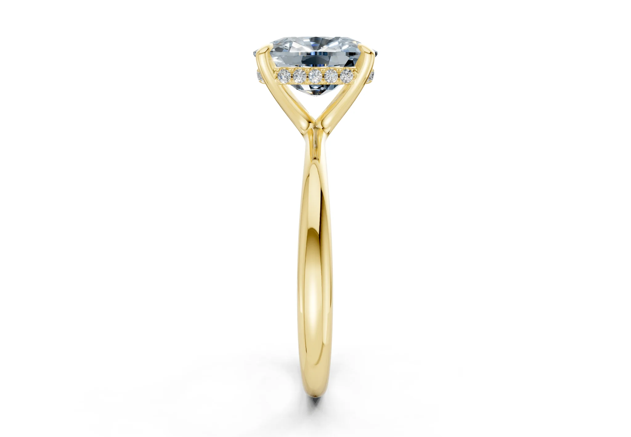 Marlowe Blue Diamond Solitaire Elongated Cushion Cut 1.6mm Engagement Ring - Image 3