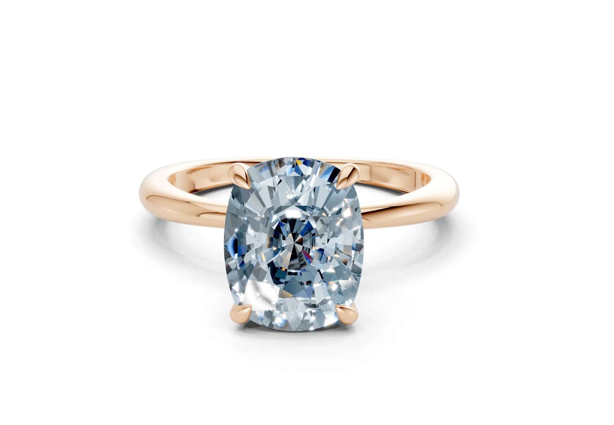 Marlowe Blue Diamond Solitaire Elongated Cushion Cut 1.6mm Engagement Ring - Image 4