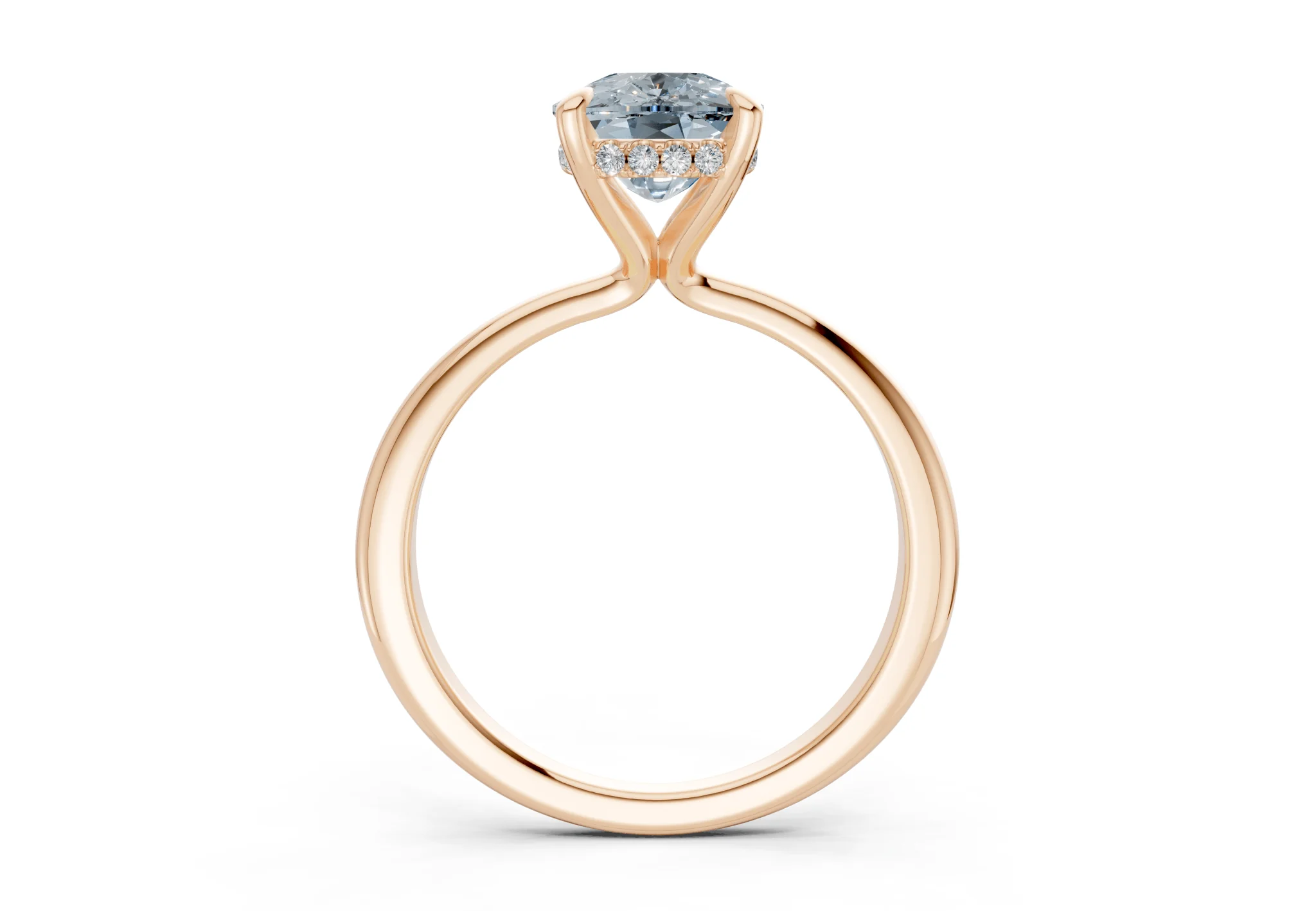 Marlowe Blue Diamond Solitaire Elongated Cushion Cut 1.6mm Engagement Ring - Image 5