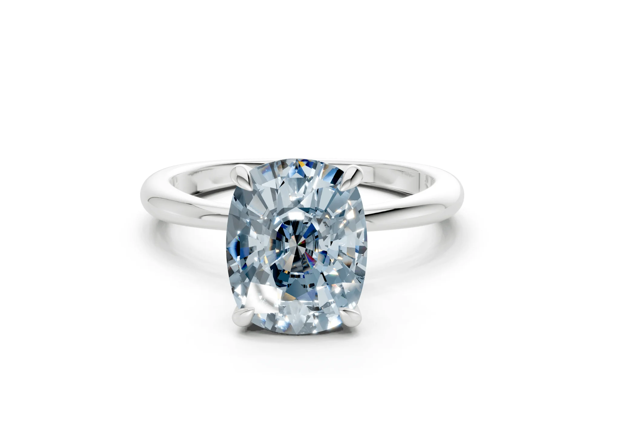 Marlowe Blue Diamond Solitaire Elongated Cushion Cut 1.6mm Engagement Ring - Image 7