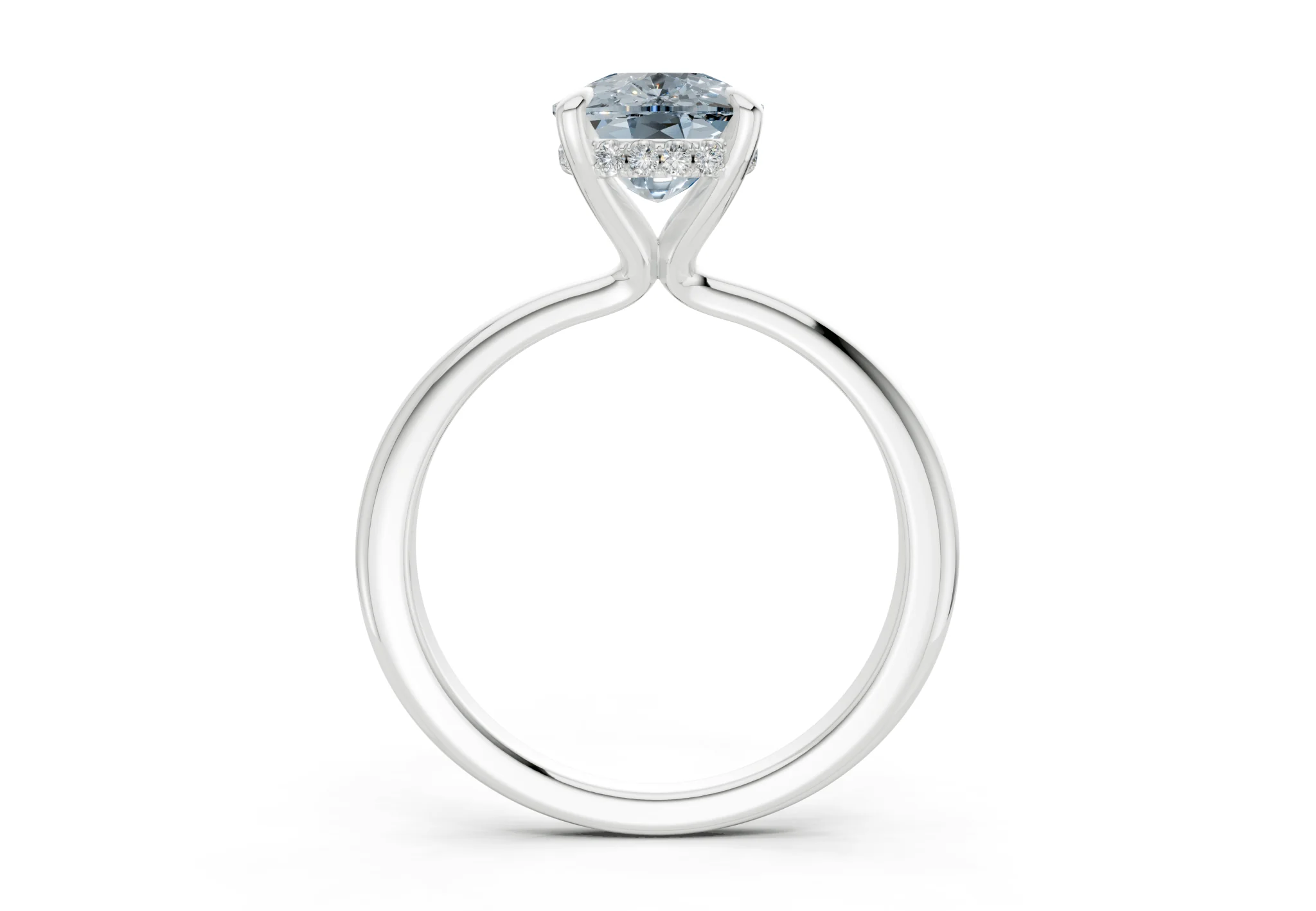 Marlowe Blue Diamond Solitaire Elongated Cushion Cut 1.6mm Engagement Ring - Image 8