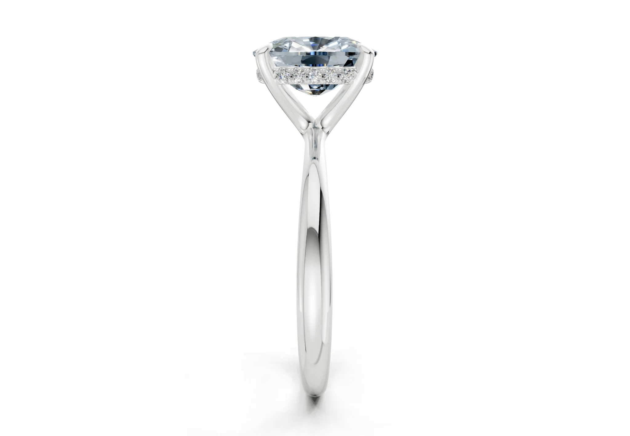 Marlowe Blue Diamond Solitaire Elongated Cushion Cut 1.6mm Engagement Ring - Image 9