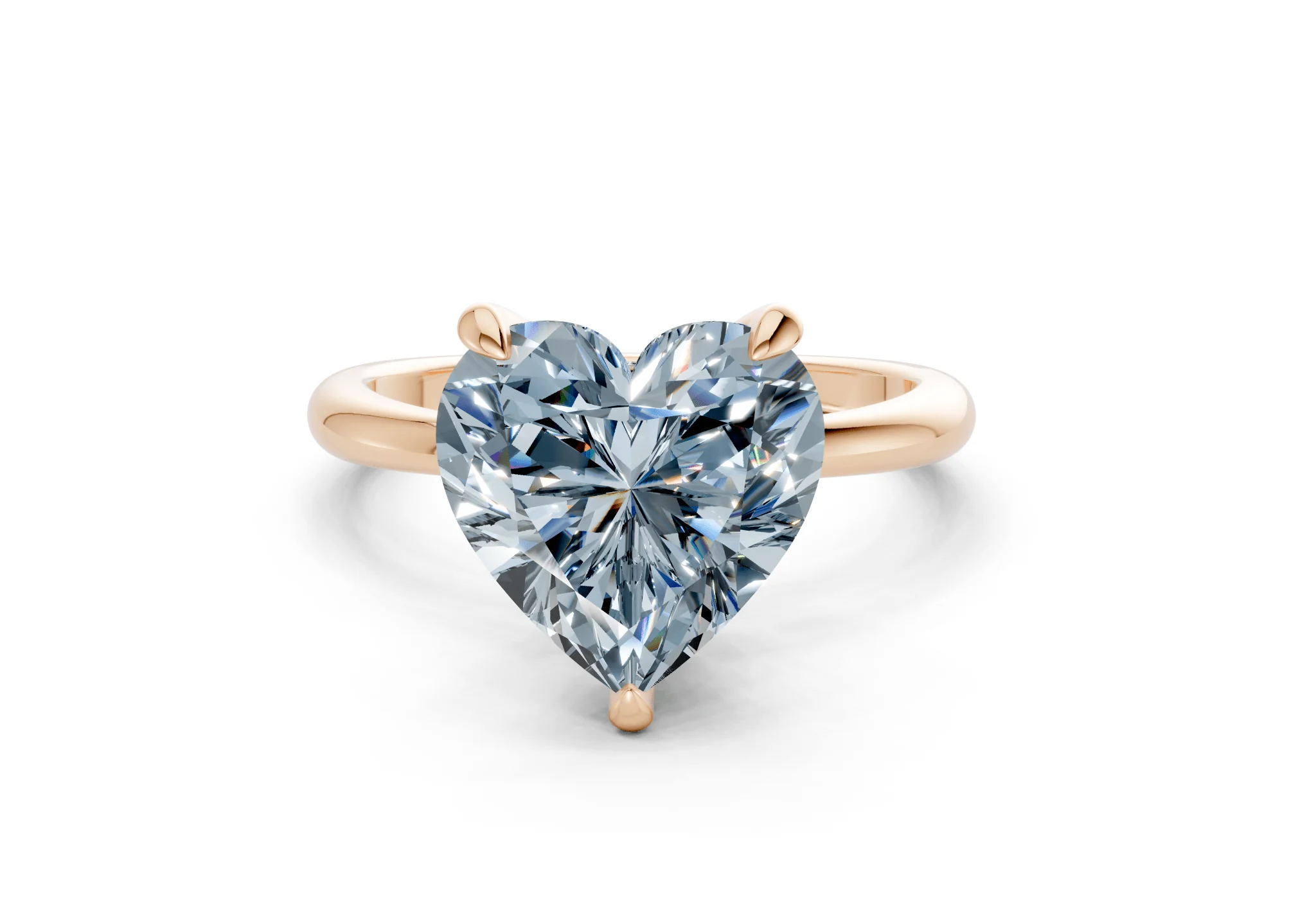 Marlowe Blue Diamond Solitaire Heart Cut 1.6mm Engagement Ring - Image 4