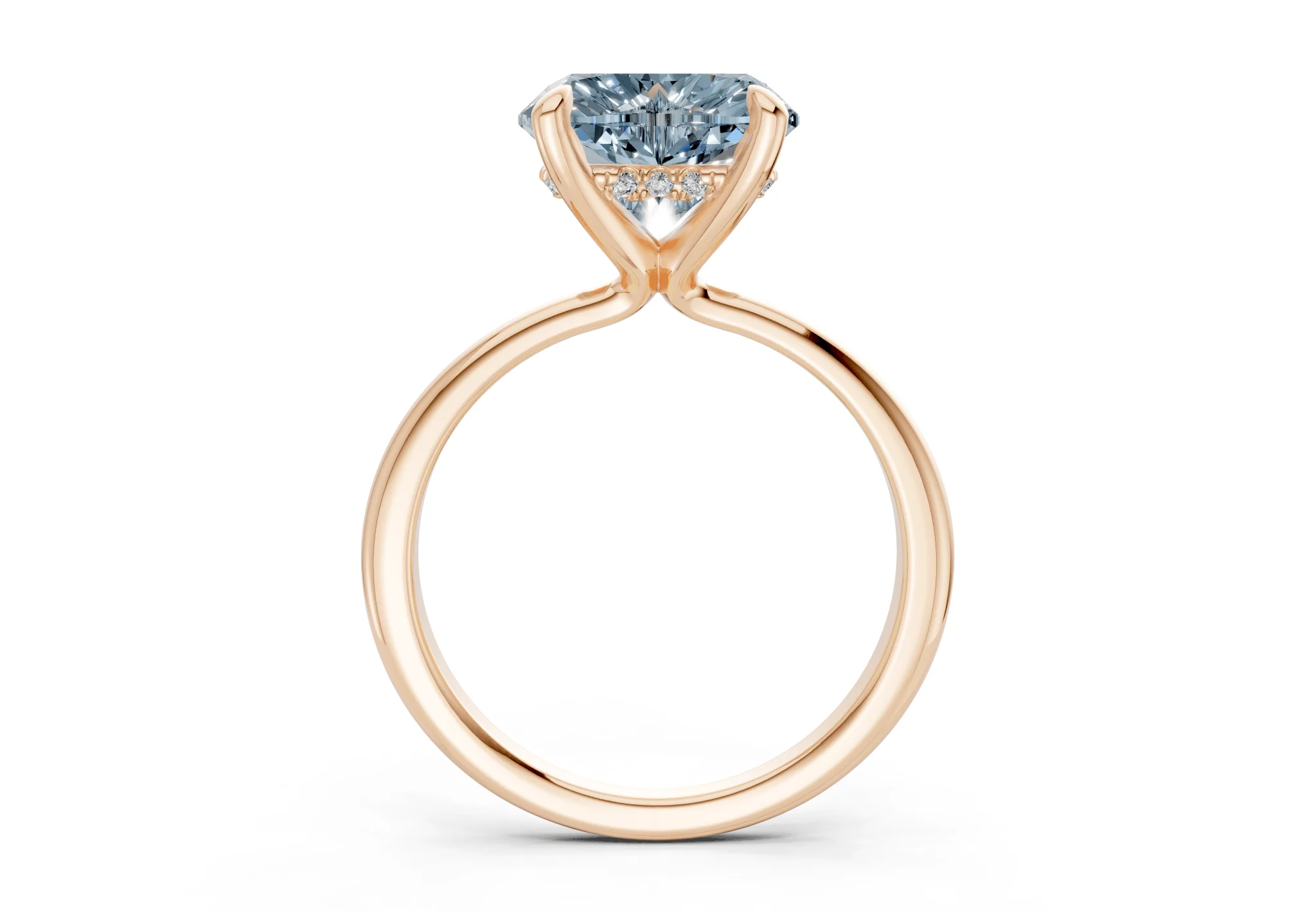 Marlowe Blue Diamond Solitaire Heart Cut 1.6mm Engagement Ring - Image 5