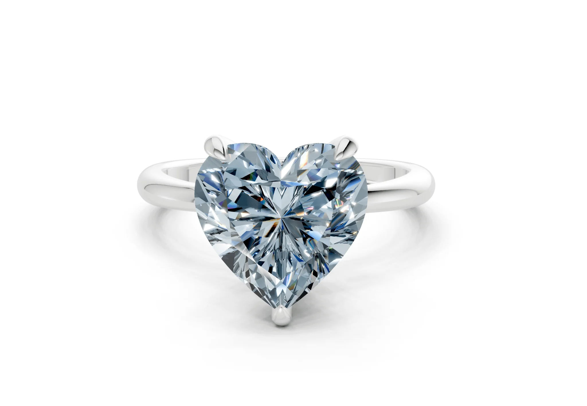 Marlowe Blue Diamond Solitaire Heart Cut 1.6mm Engagement Ring - Image 7