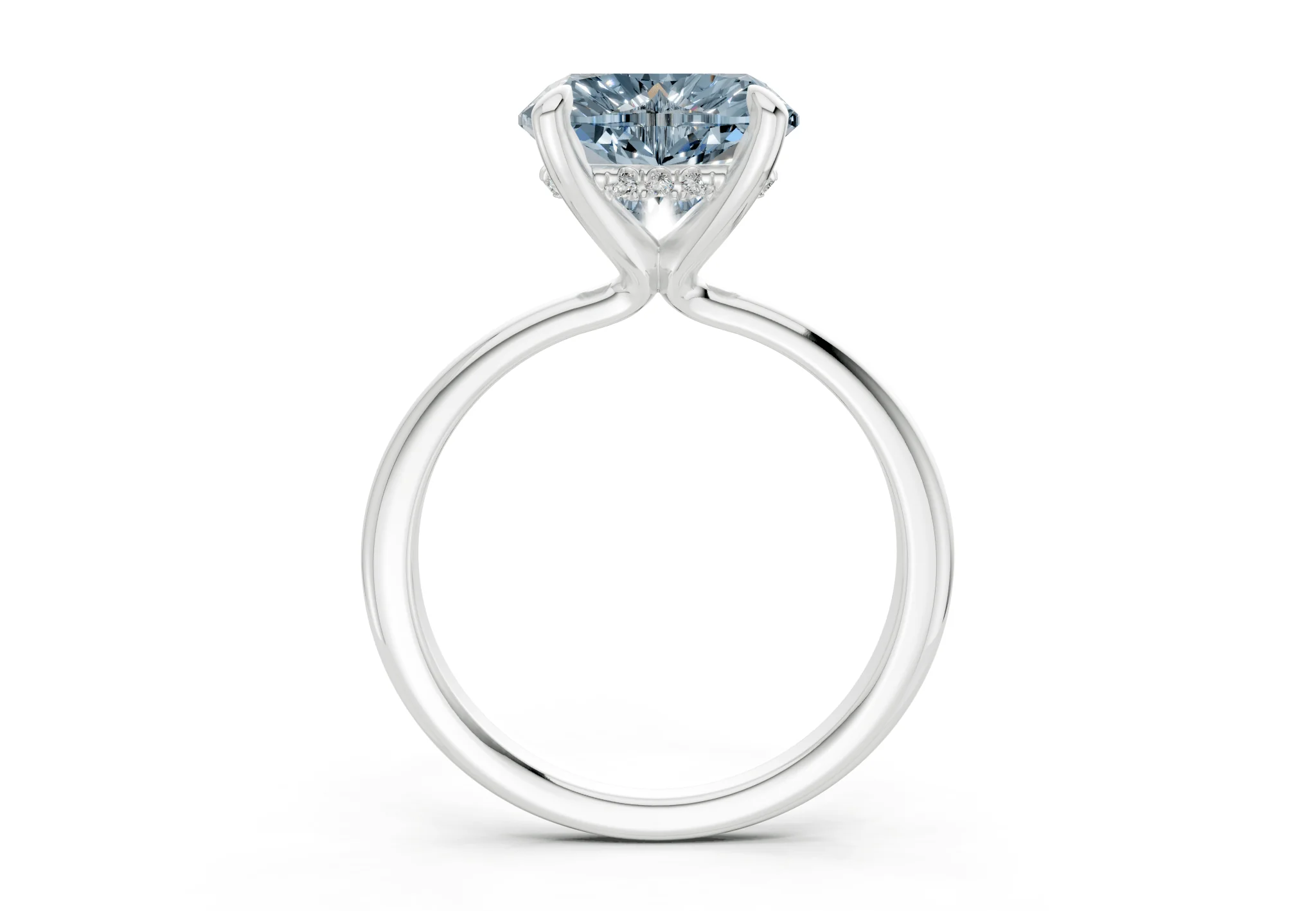 Marlowe Blue Diamond Solitaire Heart Cut 1.6mm Engagement Ring - Image 8
