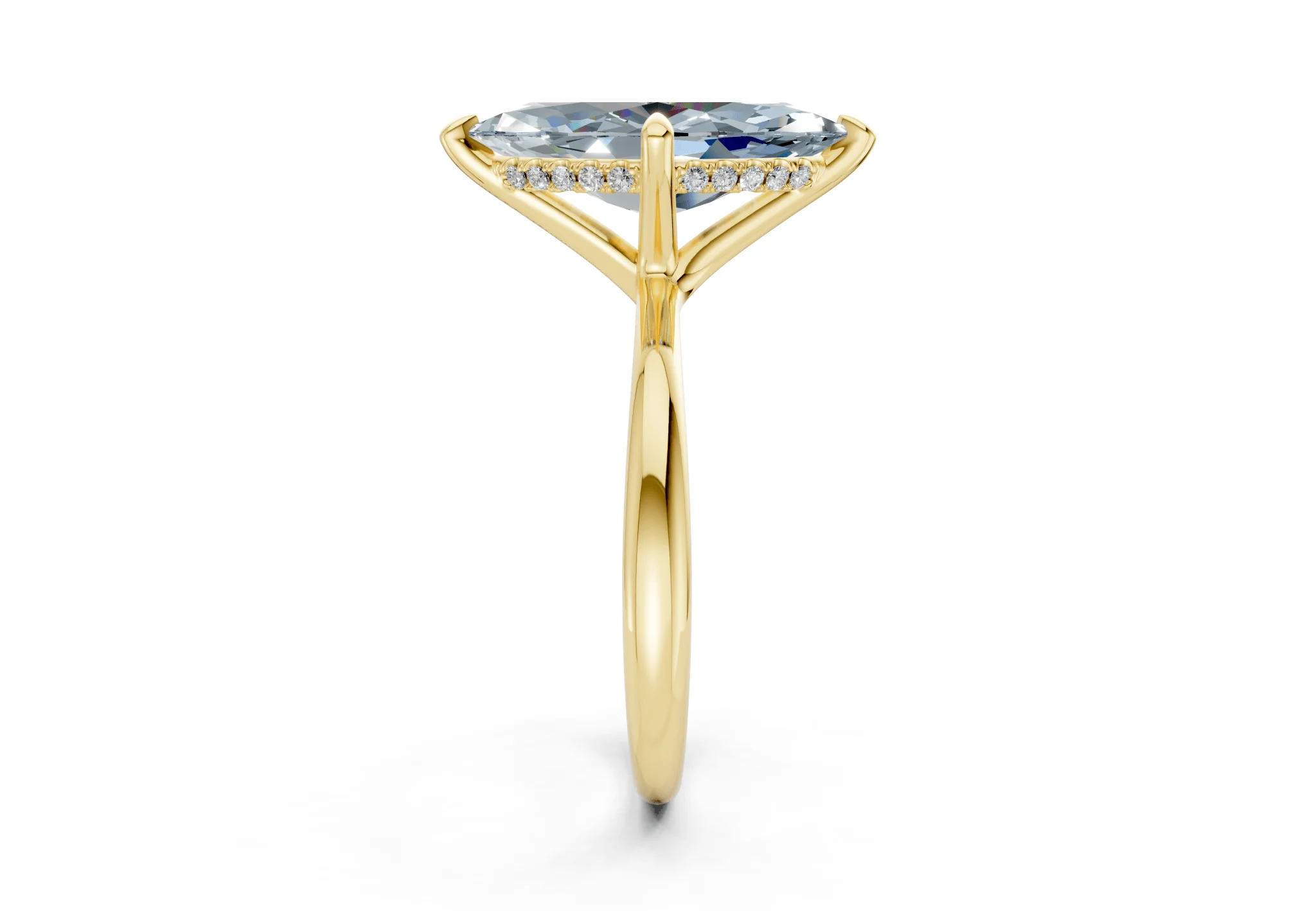 Marlowe Blue Diamond Solitaire Marquise Cut 1.6mm Engagement Ring - Image 3