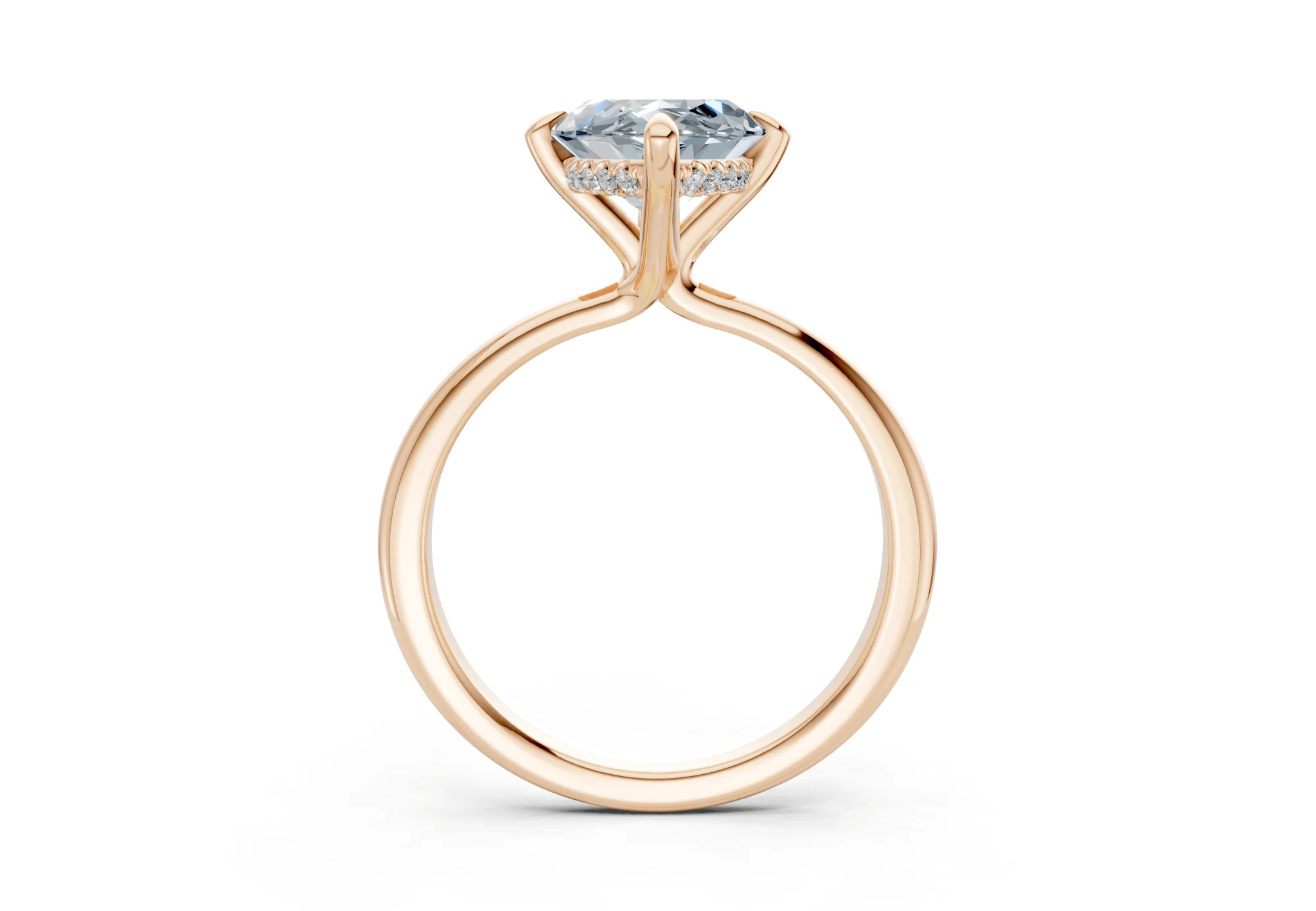 Marlowe Blue Diamond Solitaire Marquise Cut 1.6mm Engagement Ring - Image 5