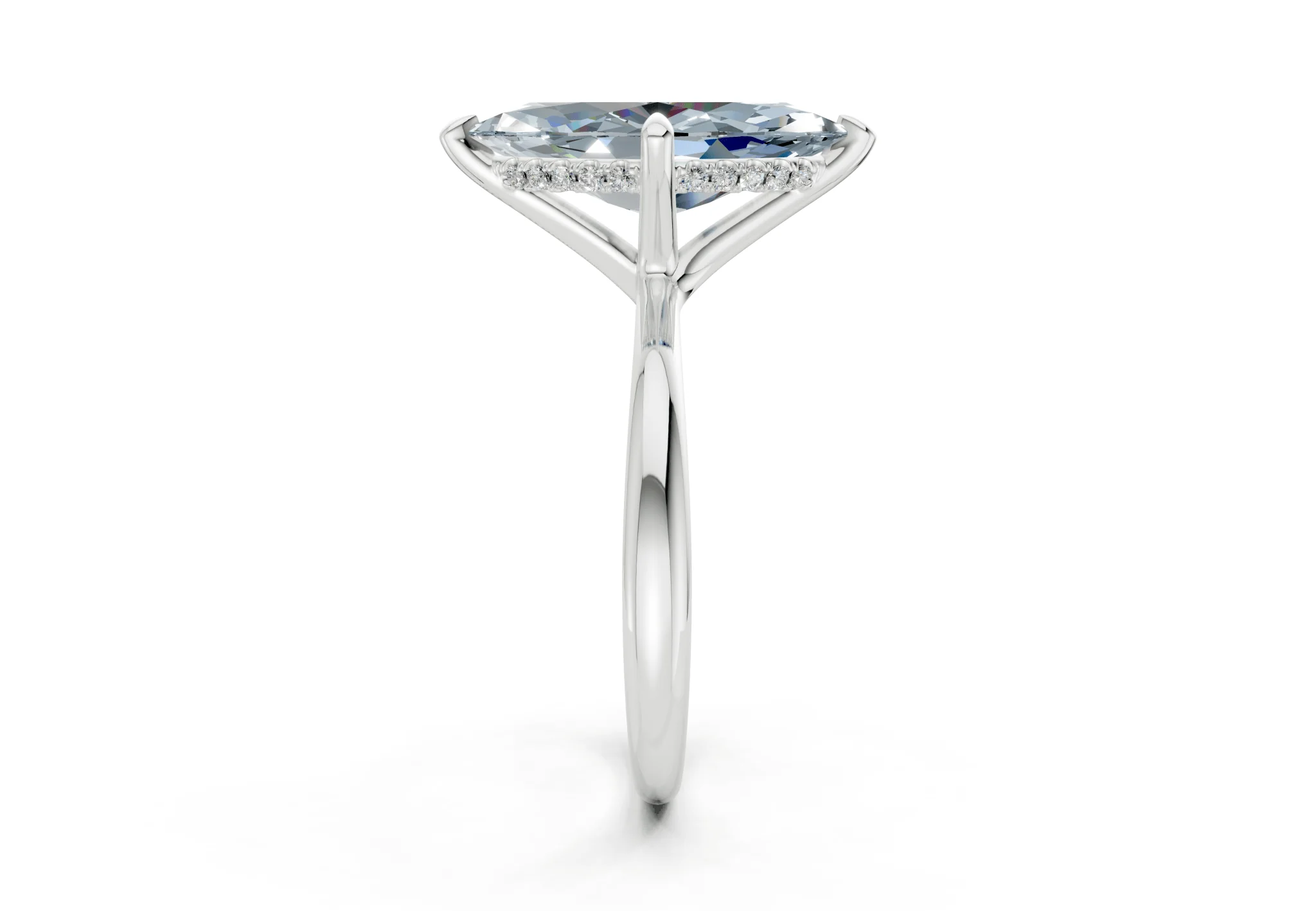 Marlowe Blue Diamond Solitaire Marquise Cut 1.6mm Engagement Ring - Image 9