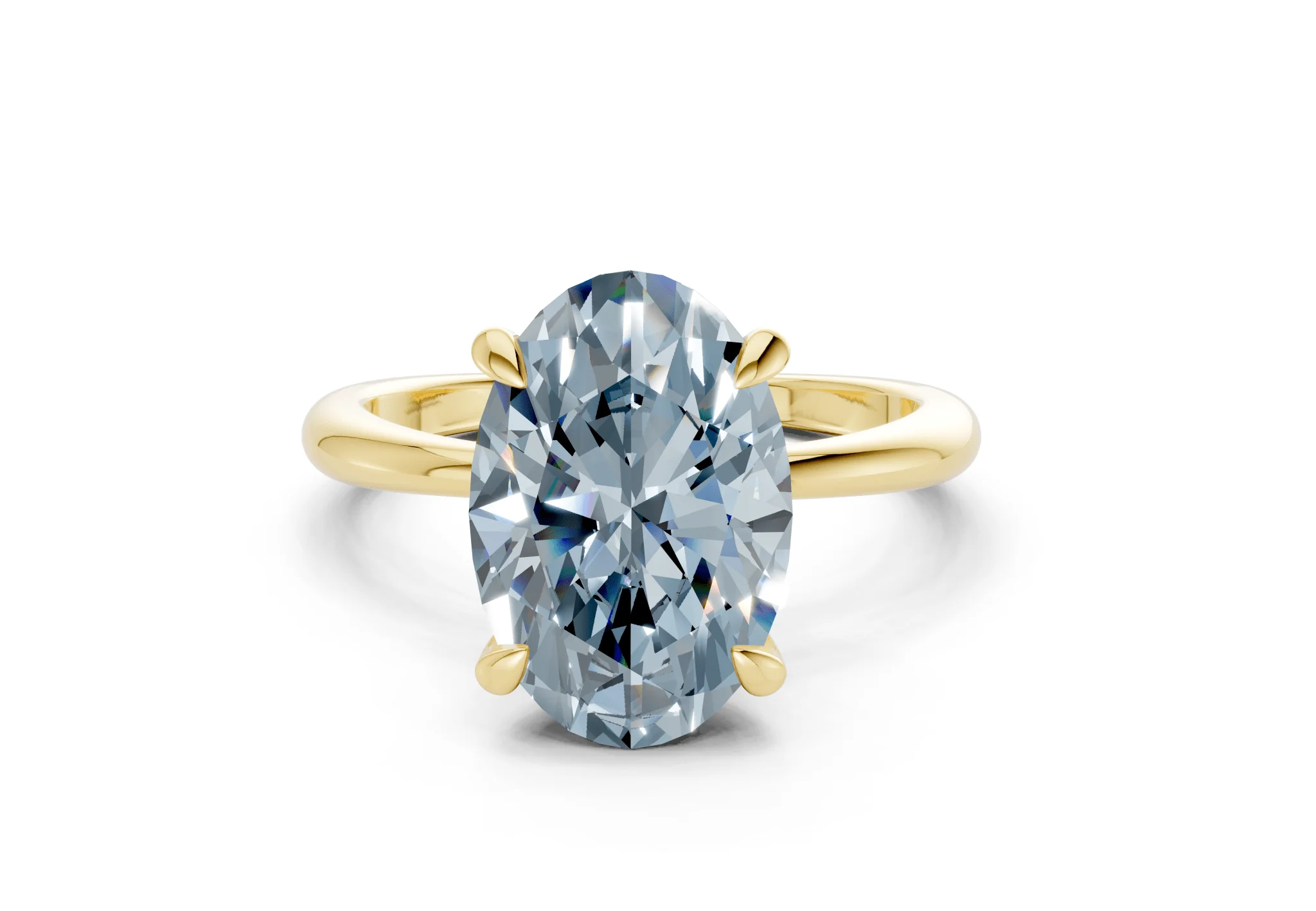 Marlowe Blue Diamond Solitaire Oval Cut 1.6mm Engagement Ring