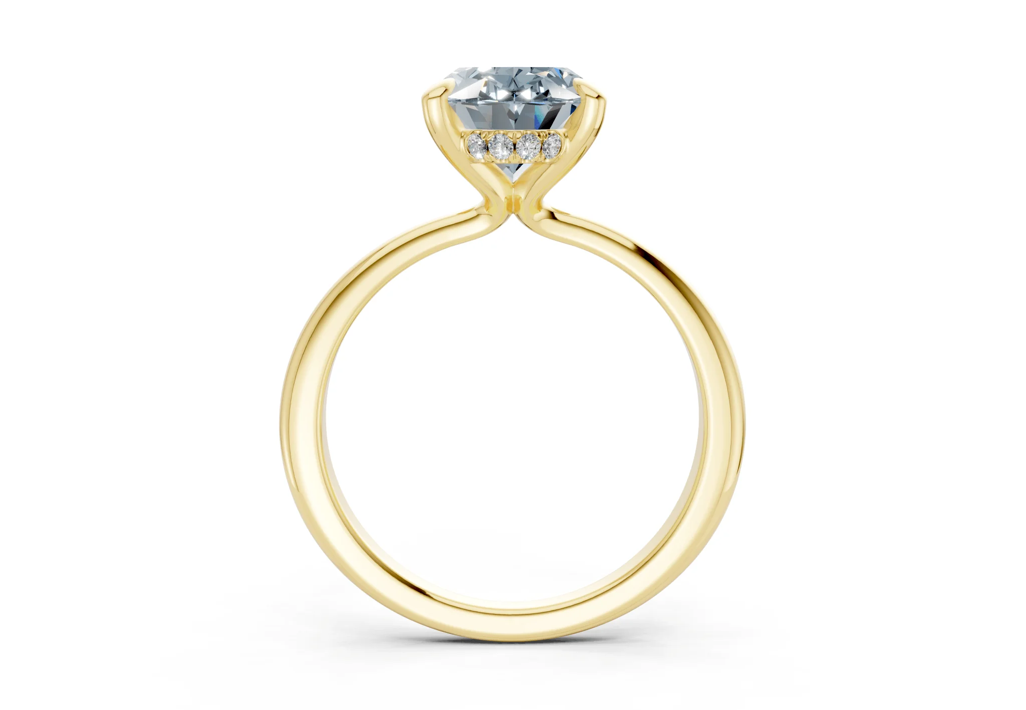 Marlowe Blue Diamond Solitaire Oval Cut 1.6mm Engagement Ring - Image 2