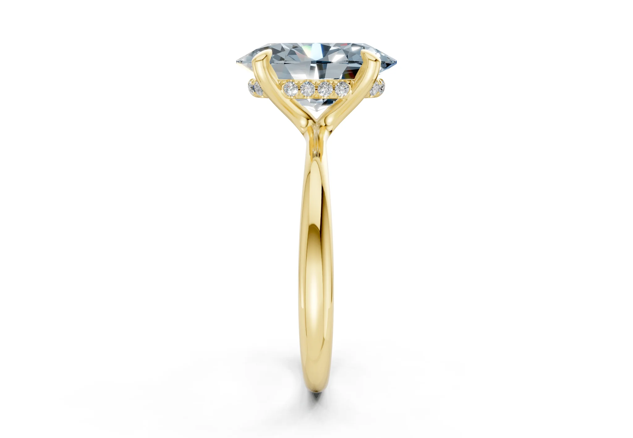 Marlowe Blue Diamond Solitaire Oval Cut 1.6mm Engagement Ring - Image 3