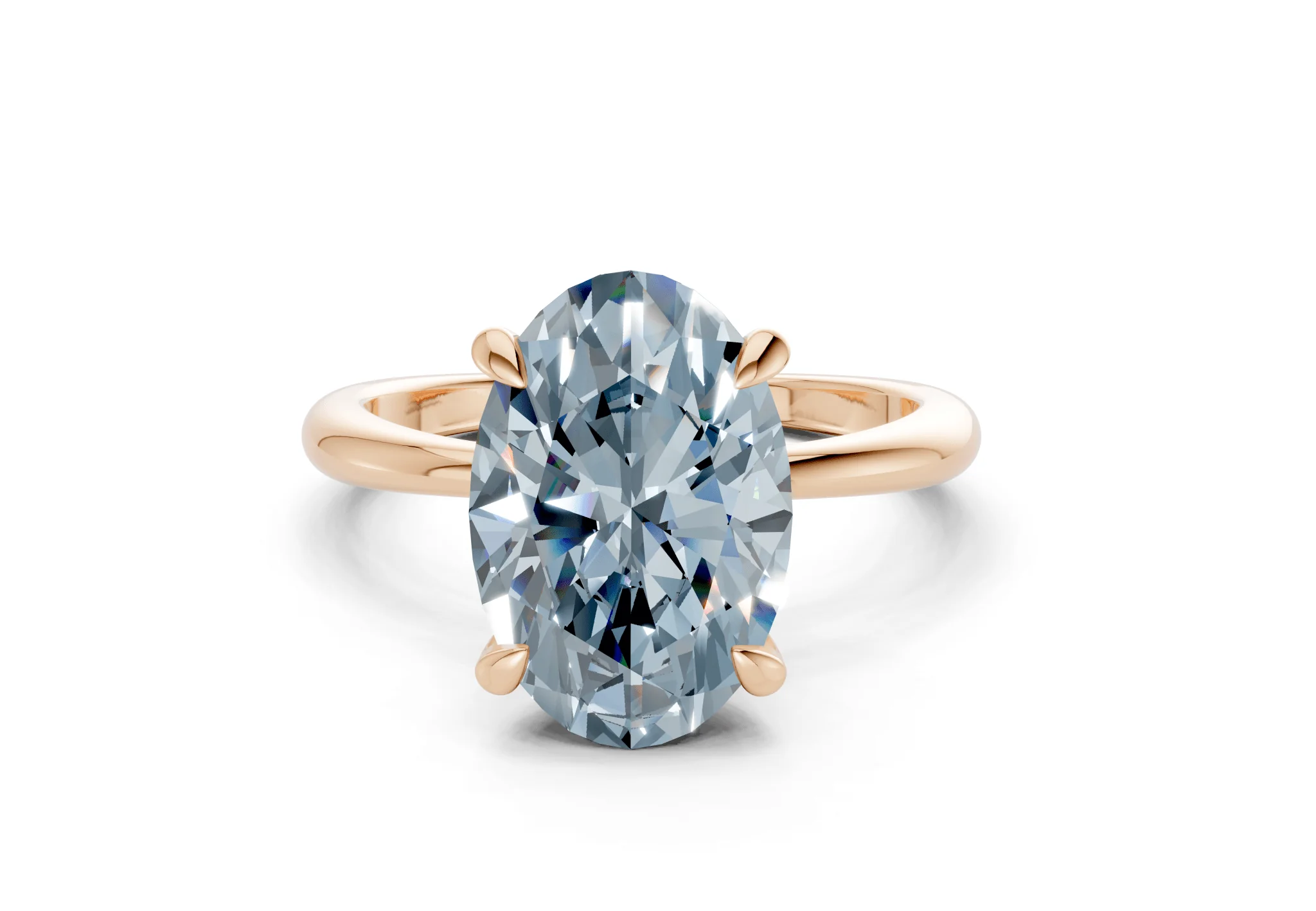 Marlowe Blue Diamond Solitaire Oval Cut 1.6mm Engagement Ring - Image 4