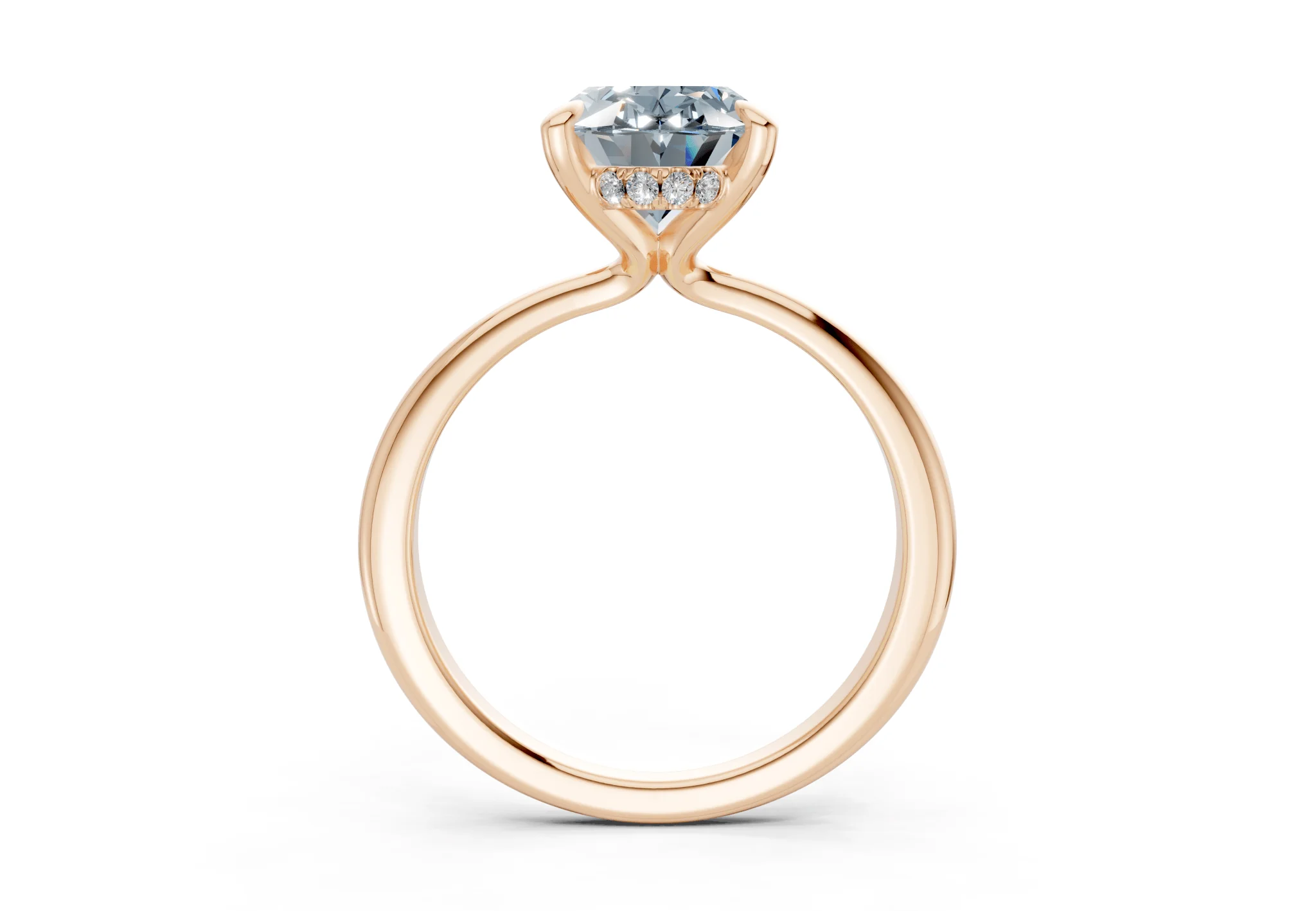 Marlowe Blue Diamond Solitaire Oval Cut 1.6mm Engagement Ring - Image 5