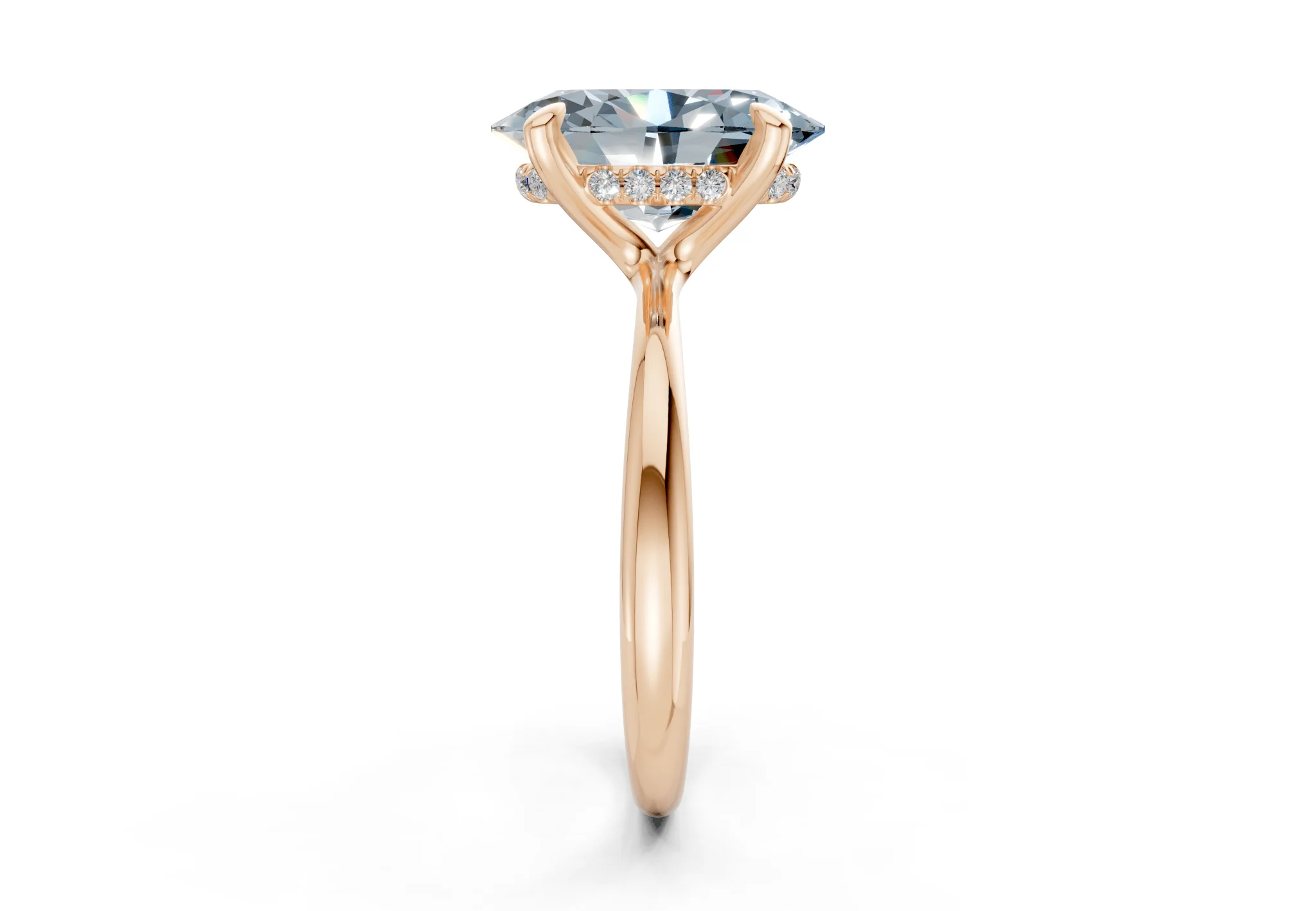 Marlowe Blue Diamond Solitaire Oval Cut 1.6mm Engagement Ring - Image 6