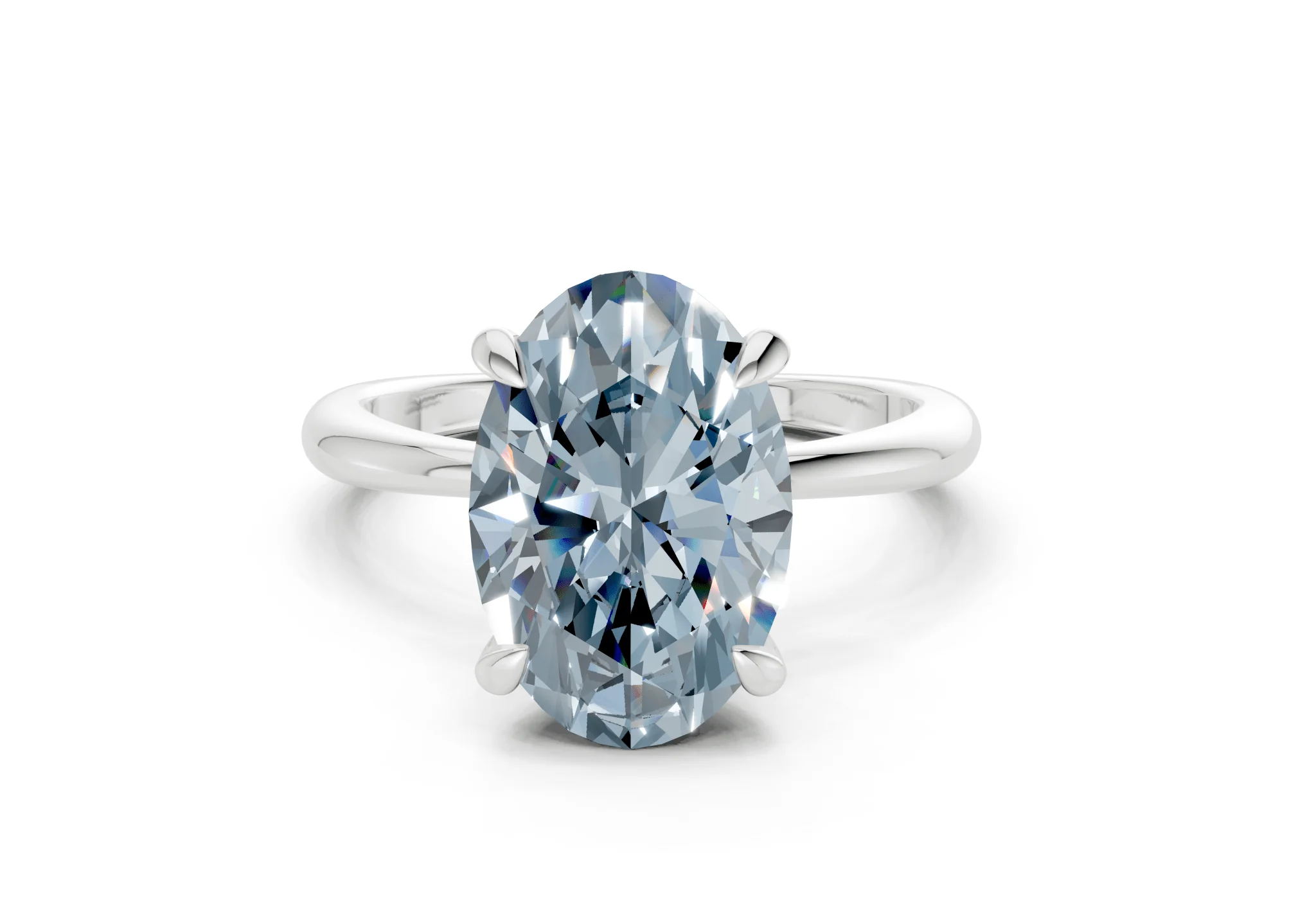 Marlowe Blue Diamond Solitaire Oval Cut 1.6mm Engagement Ring - Image 7