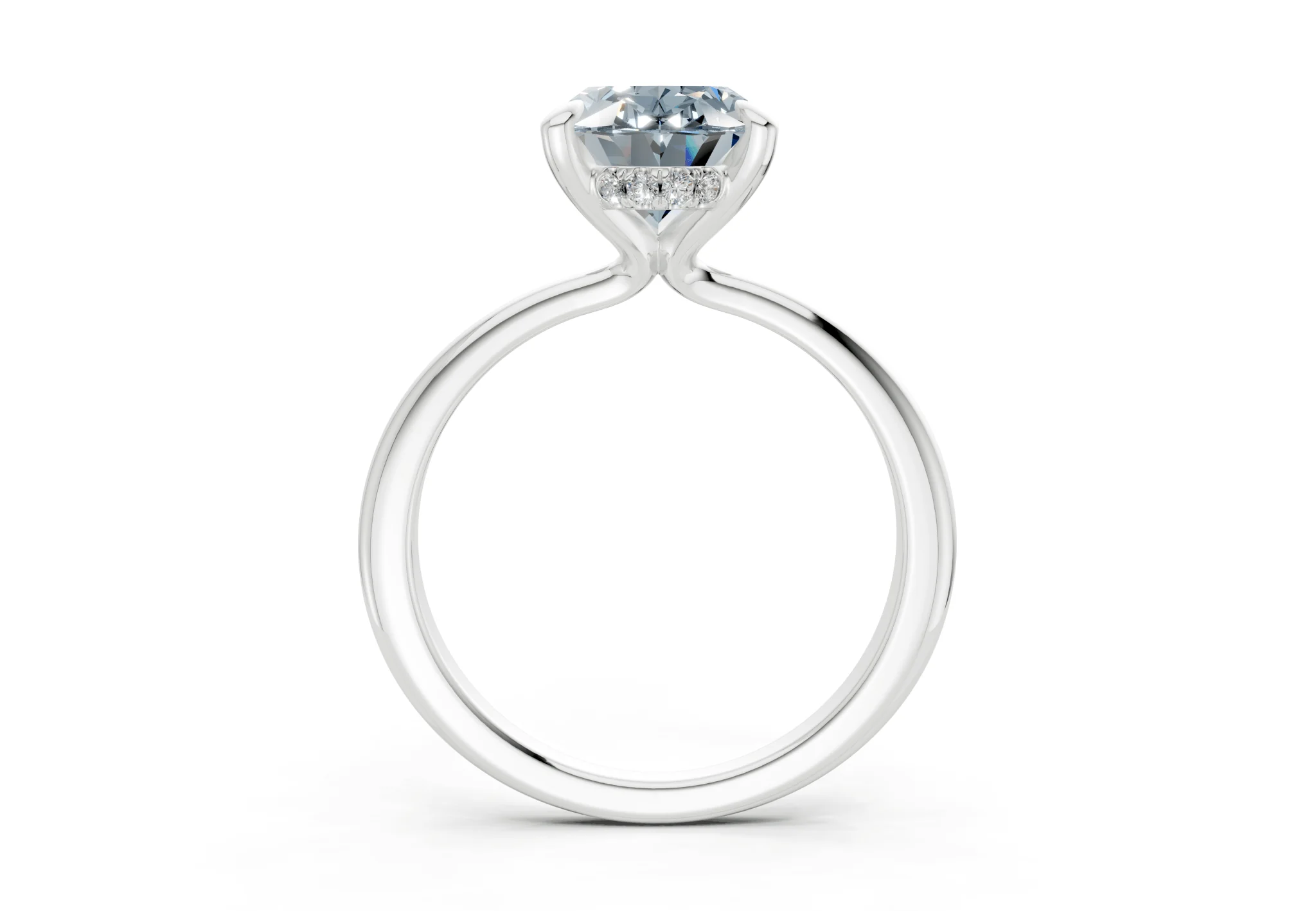 Marlowe Blue Diamond Solitaire Oval Cut 1.6mm Engagement Ring - Image 8