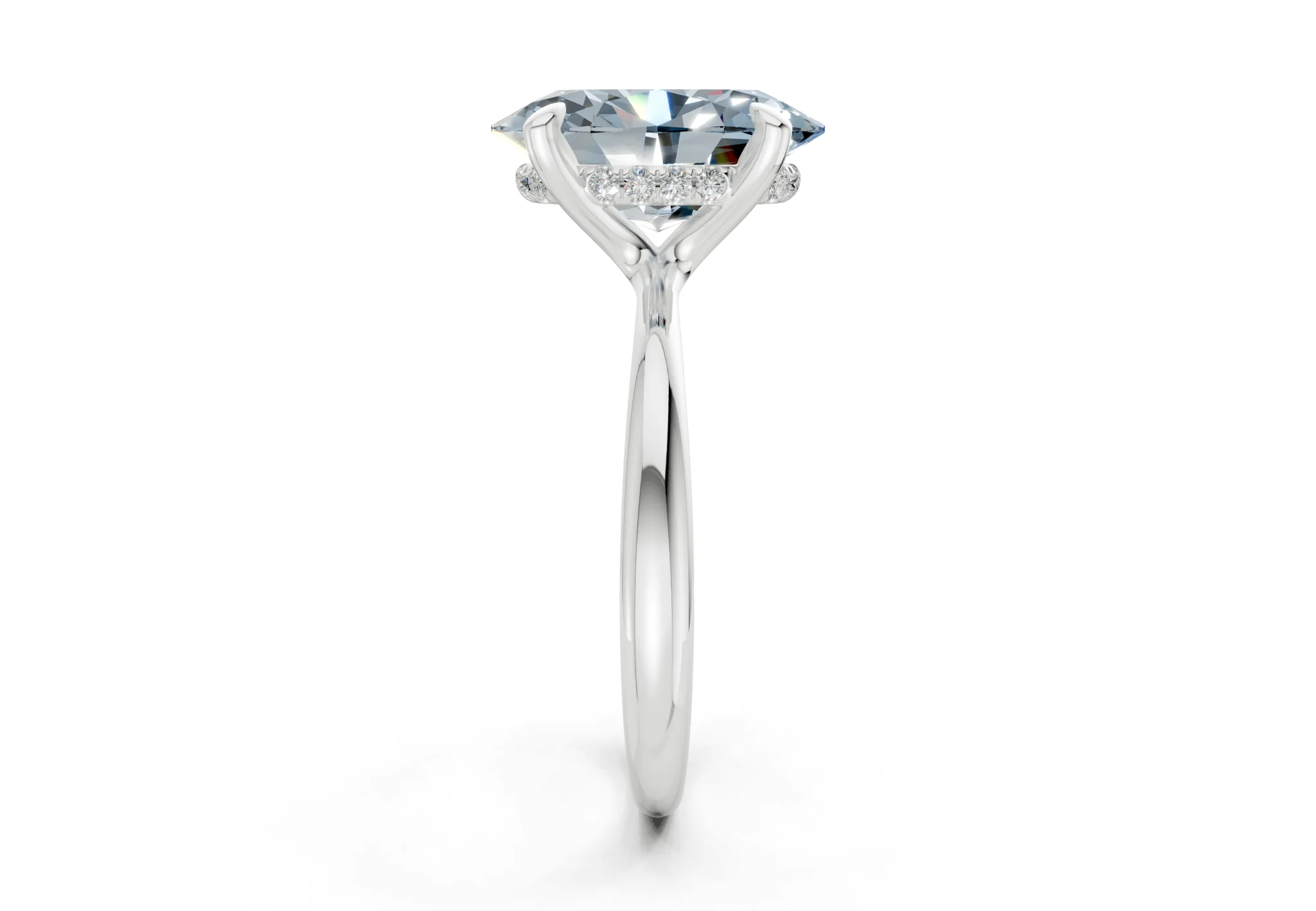 Marlowe Blue Diamond Solitaire Oval Cut 1.6mm Engagement Ring - Image 9