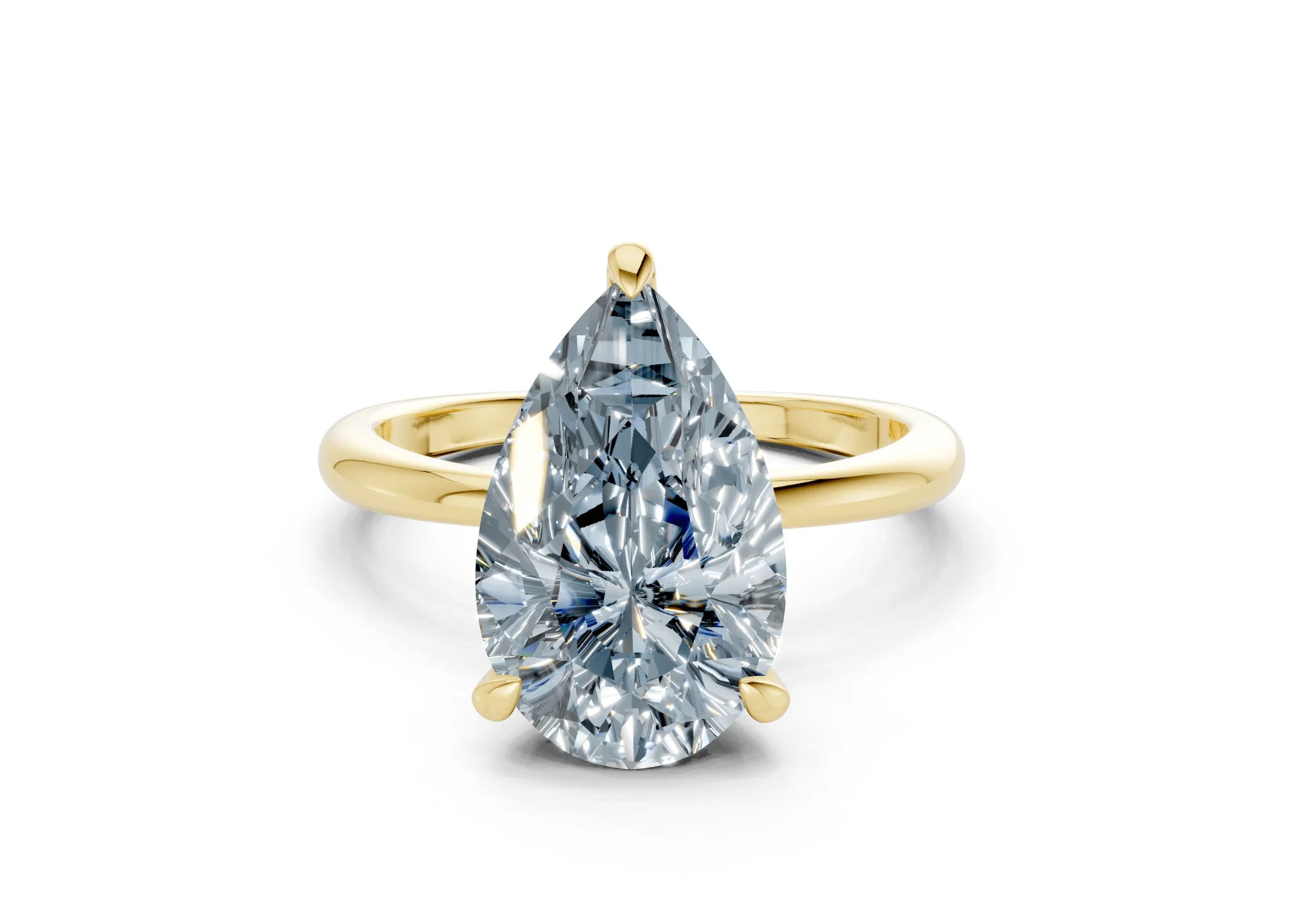 Marlowe Blue Diamond Solitaire Pear Cut 1.6mm Engagement Ring