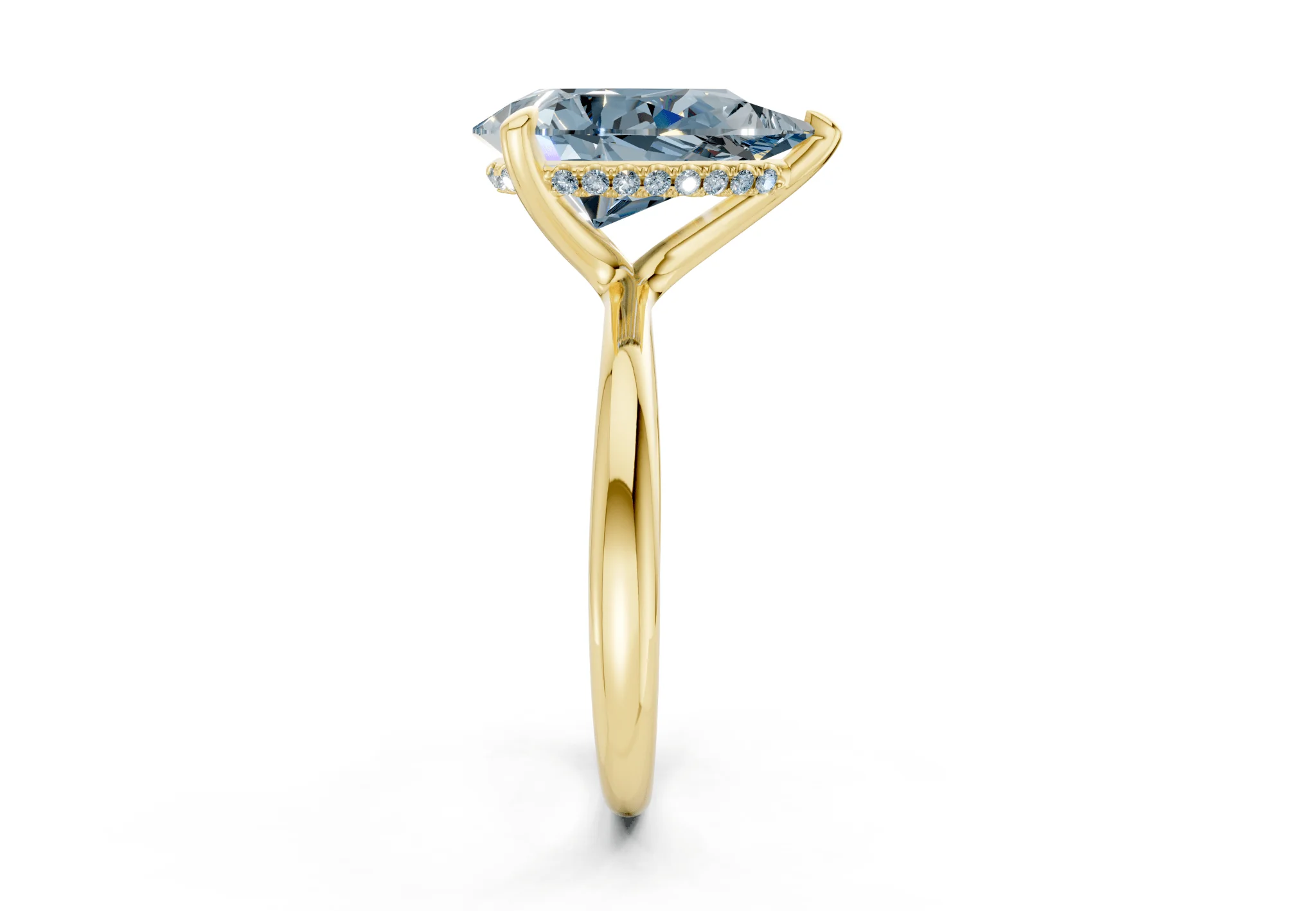Marlowe Blue Diamond Solitaire Pear Cut 1.6mm Engagement Ring - Image 3