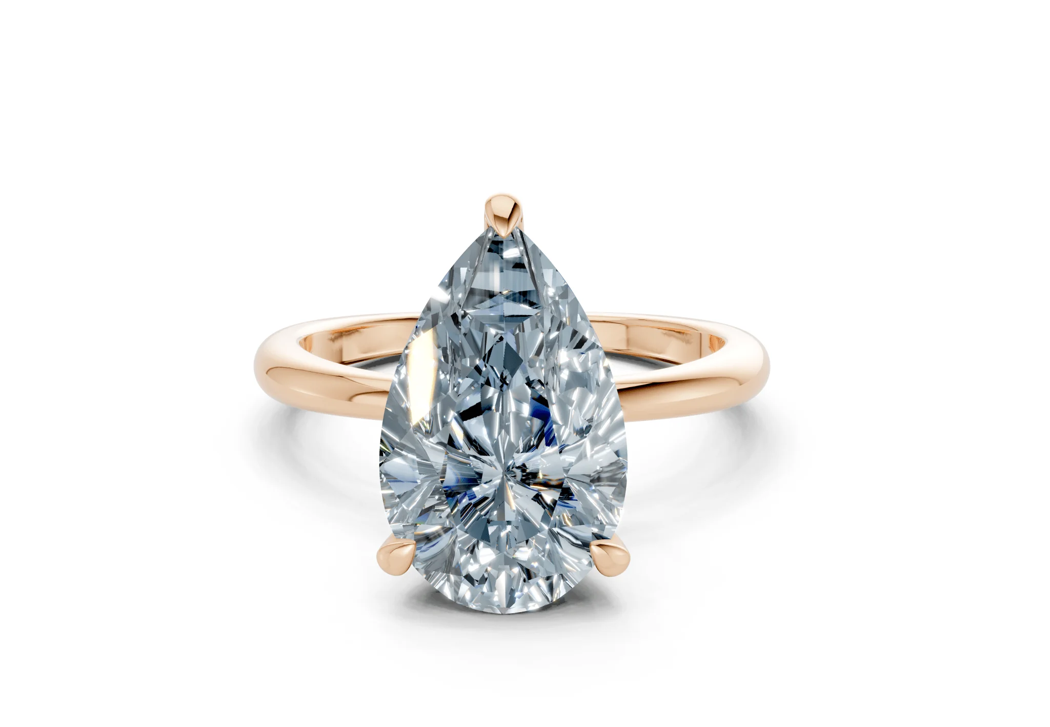 Marlowe Blue Diamond Solitaire Pear Cut 1.6mm Engagement Ring - Image 4