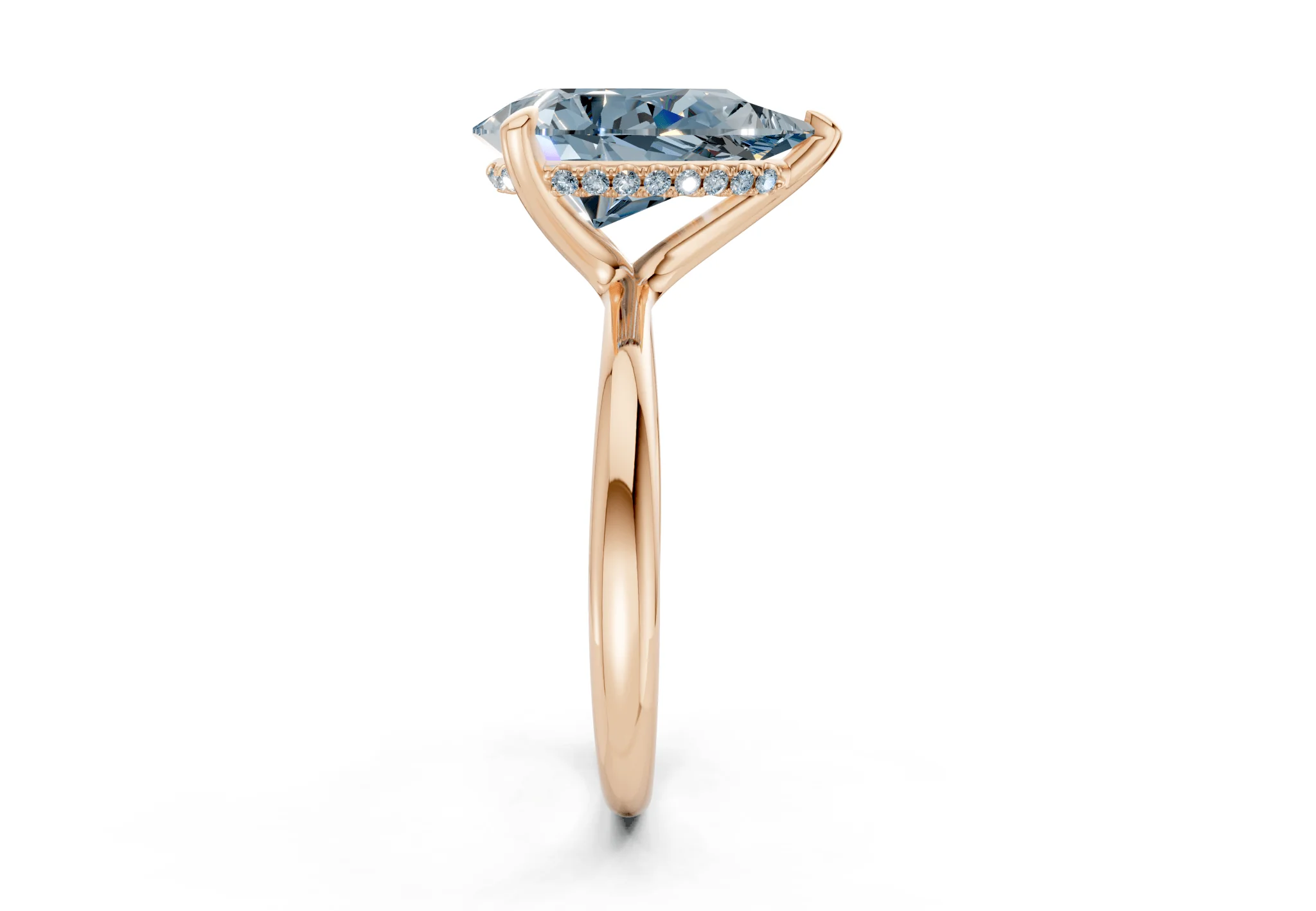 Marlowe Blue Diamond Solitaire Pear Cut 1.6mm Engagement Ring - Image 6
