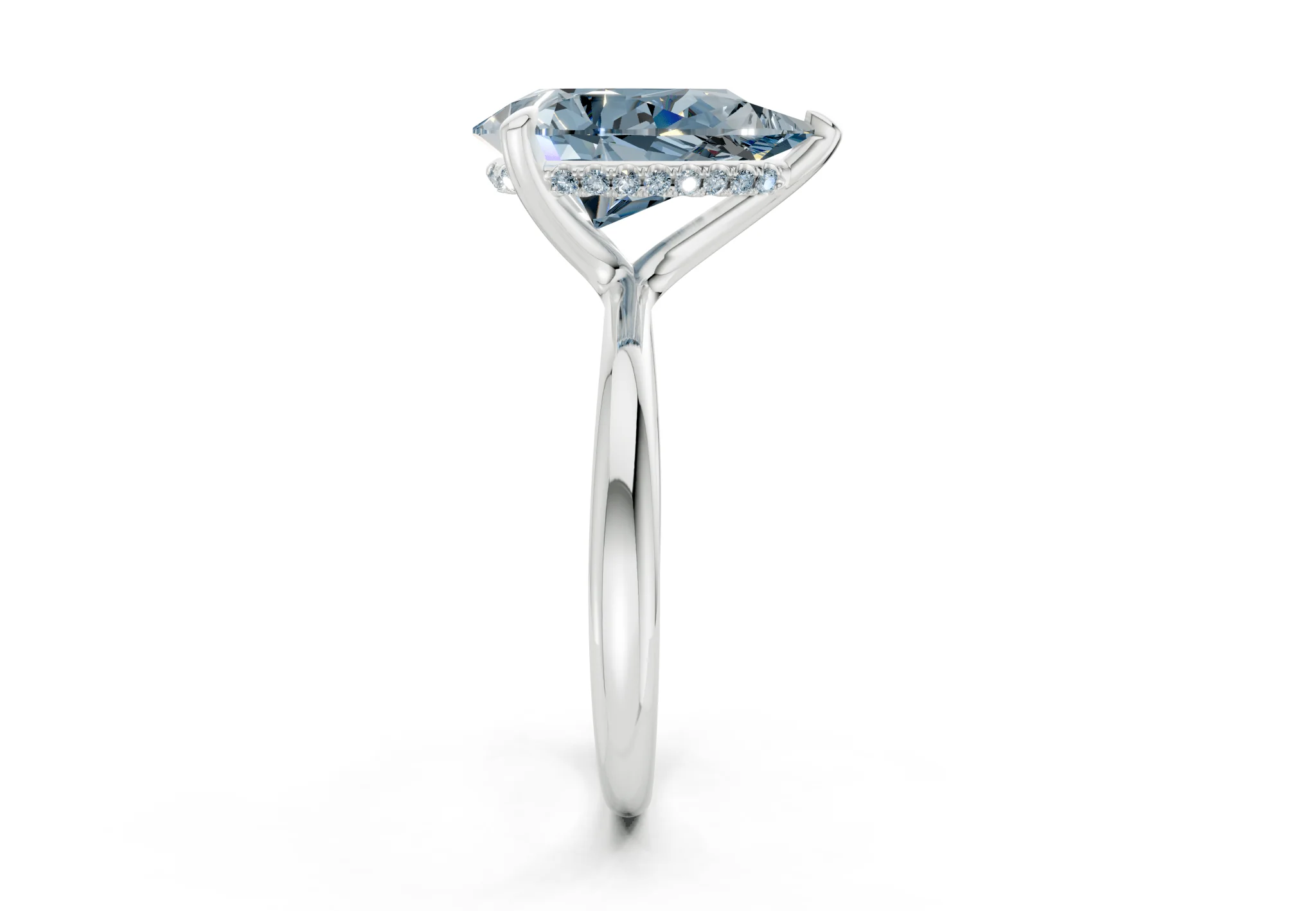 Marlowe Blue Diamond Solitaire Pear Cut 1.6mm Engagement Ring - Image 9