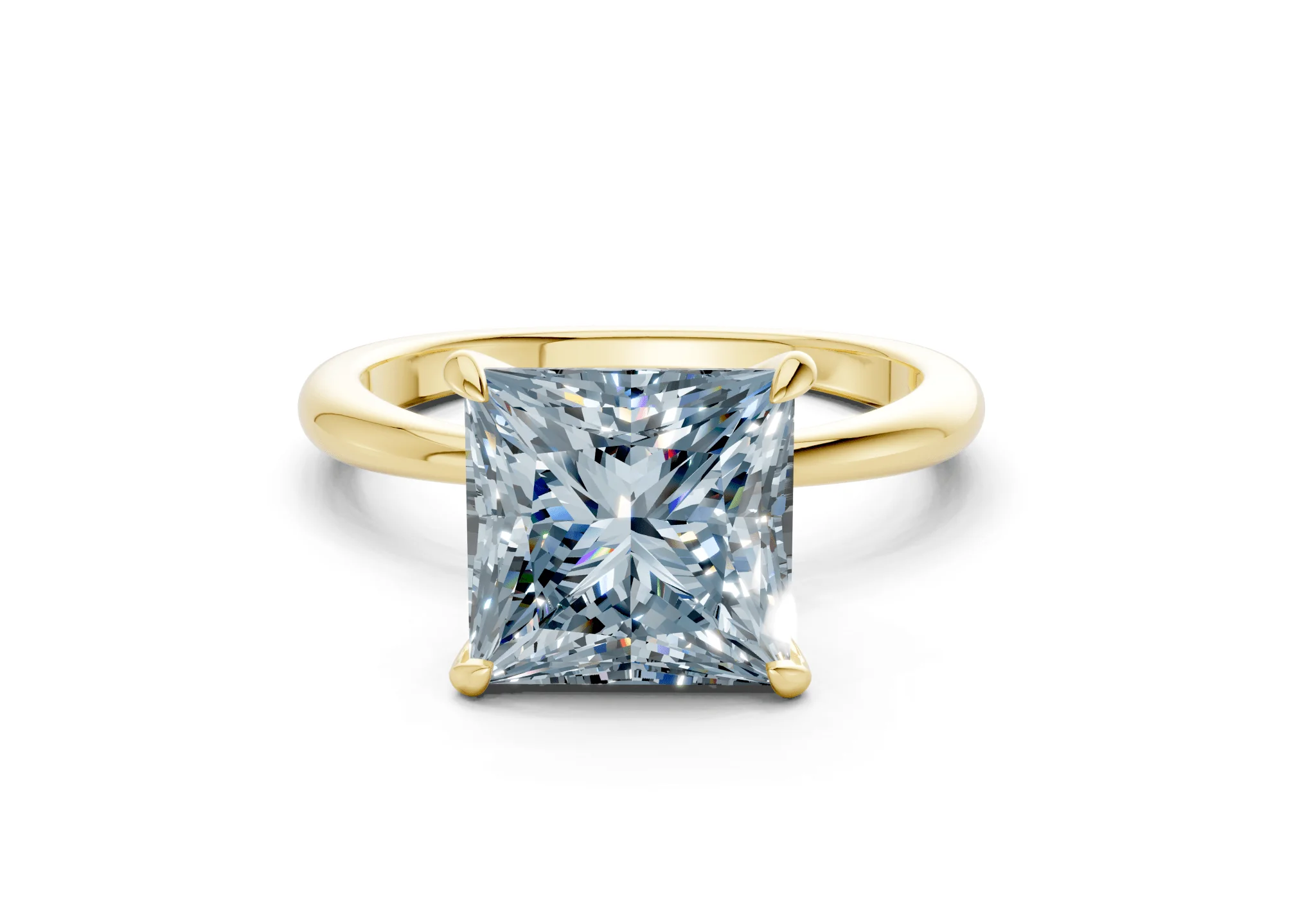 Marlowe Blue Diamond Solitaire Princess Cut 1.6mm Engagement Ring