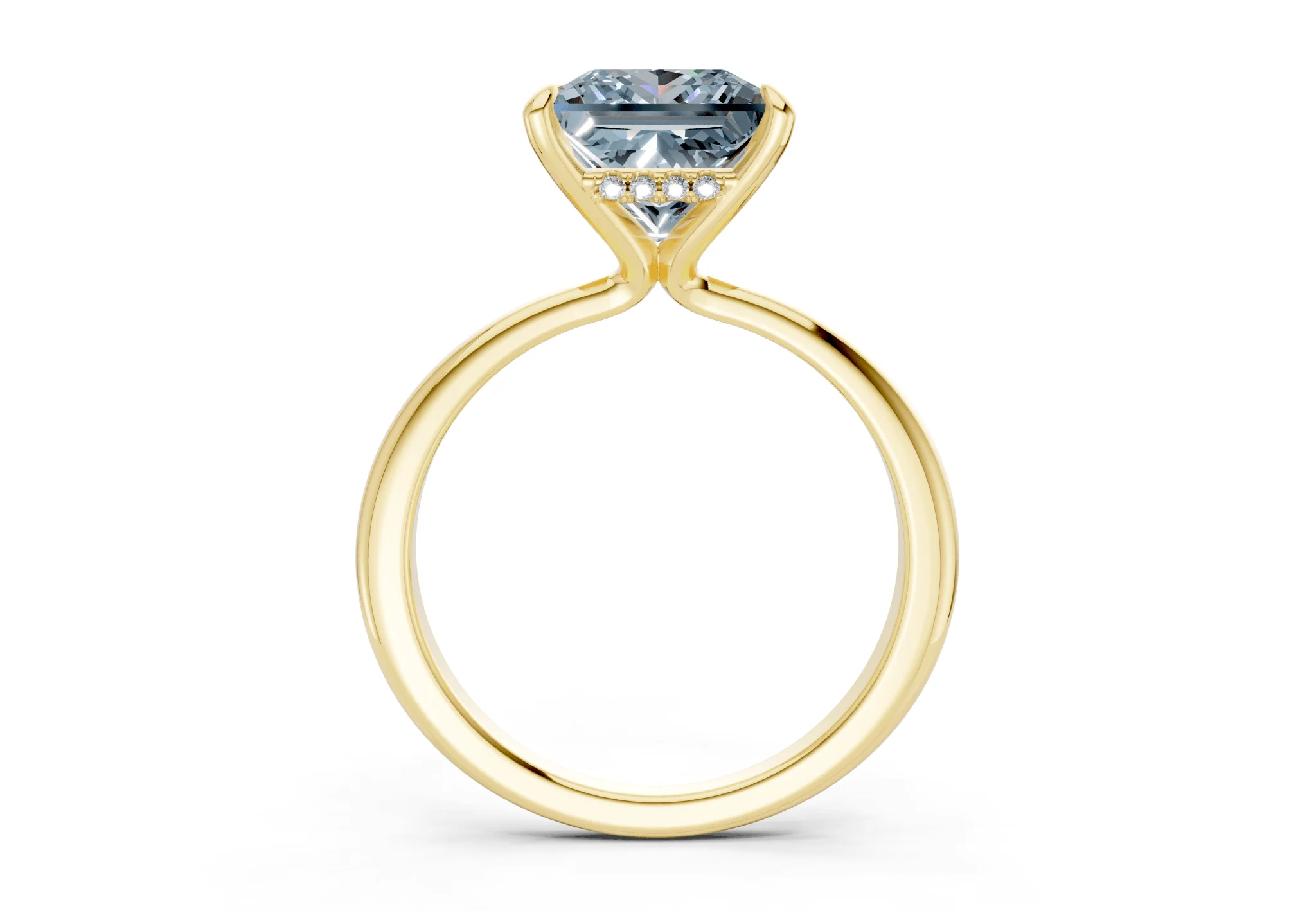 Marlowe Blue Diamond Solitaire Princess Cut 1.6mm Engagement Ring - Image 2