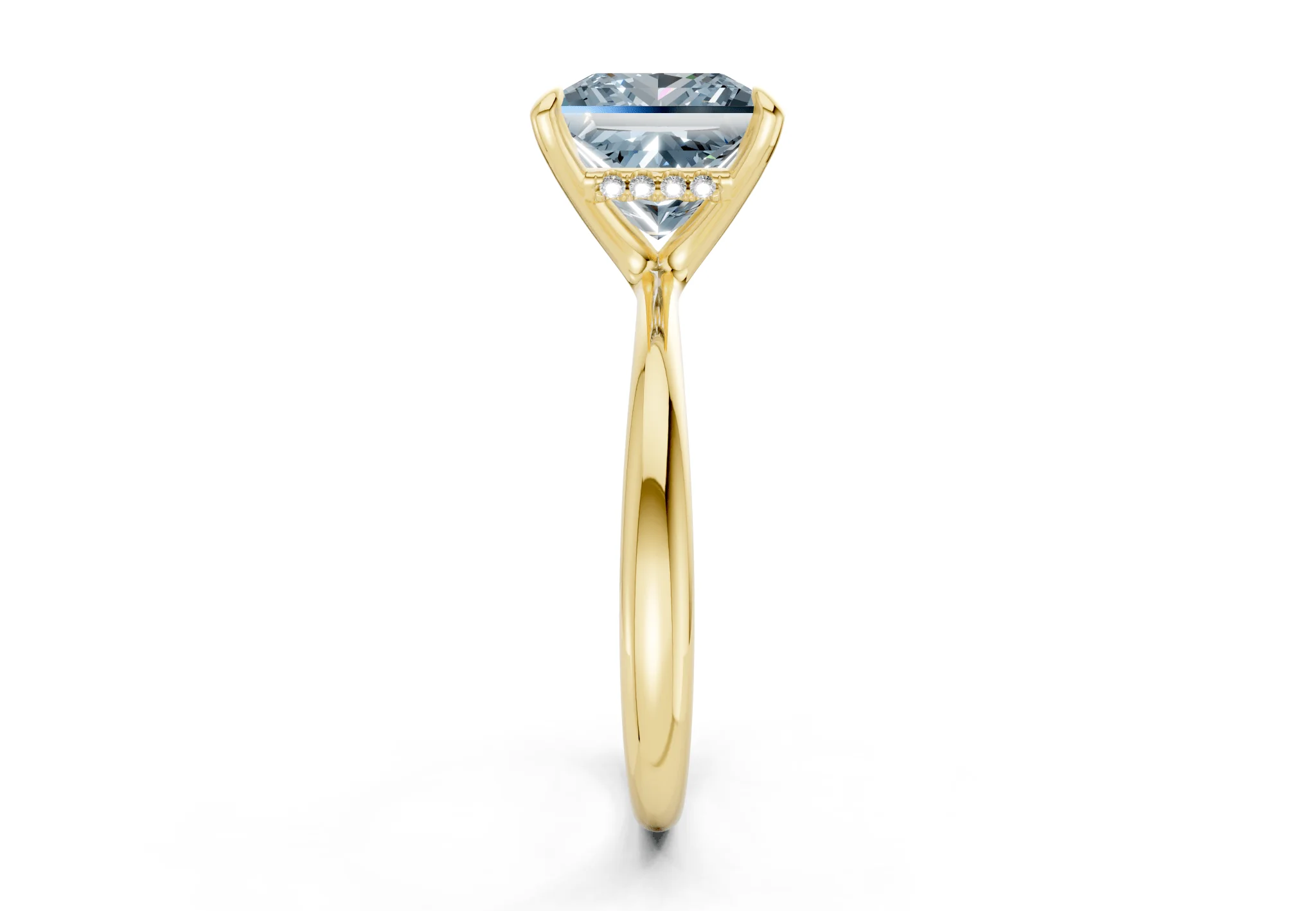 Marlowe Blue Diamond Solitaire Princess Cut 1.6mm Engagement Ring - Image 3