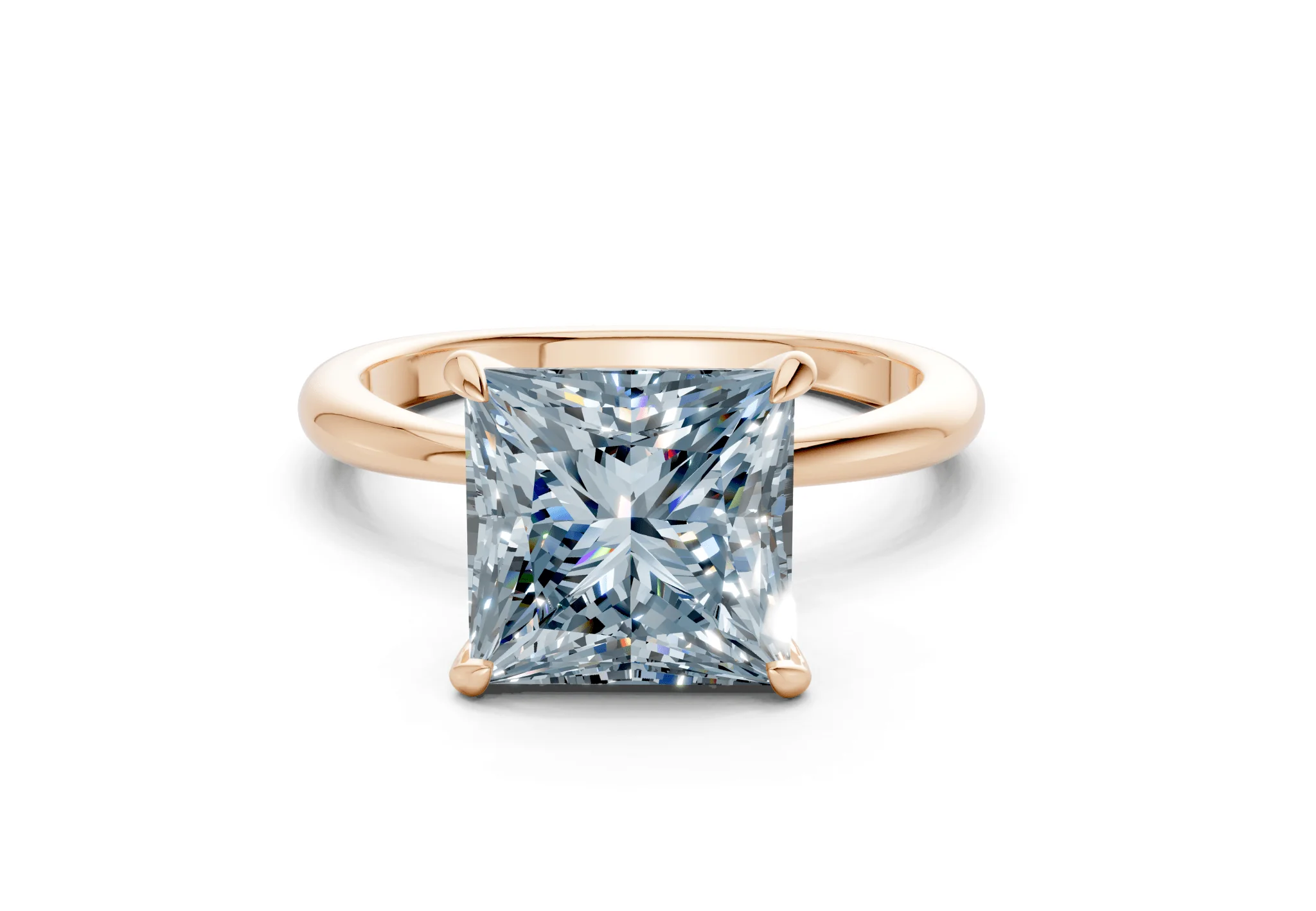 Marlowe Blue Diamond Solitaire Princess Cut 1.6mm Engagement Ring - Image 4