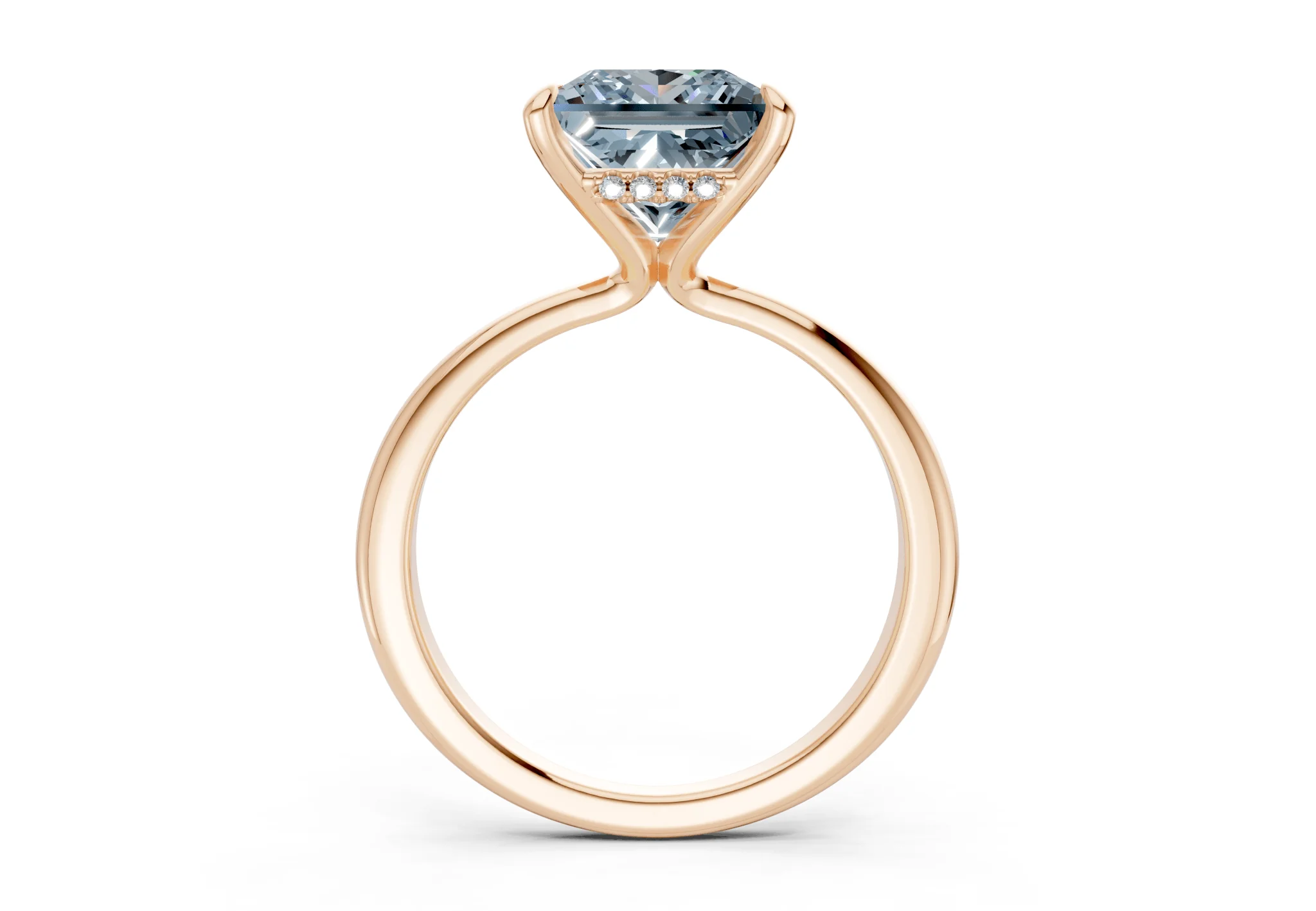 Marlowe Blue Diamond Solitaire Princess Cut 1.6mm Engagement Ring - Image 5