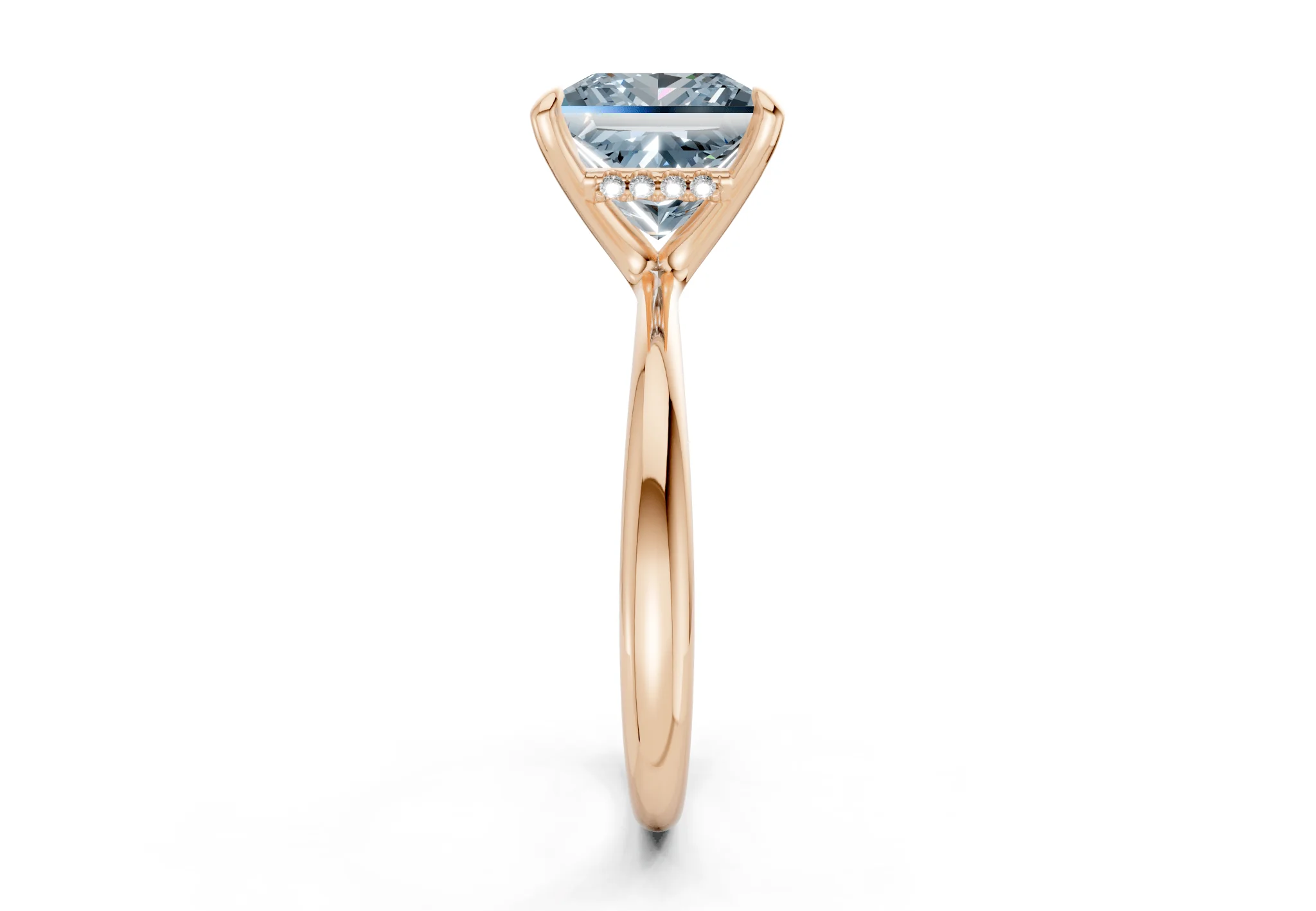 Marlowe Blue Diamond Solitaire Princess Cut 1.6mm Engagement Ring - Image 6