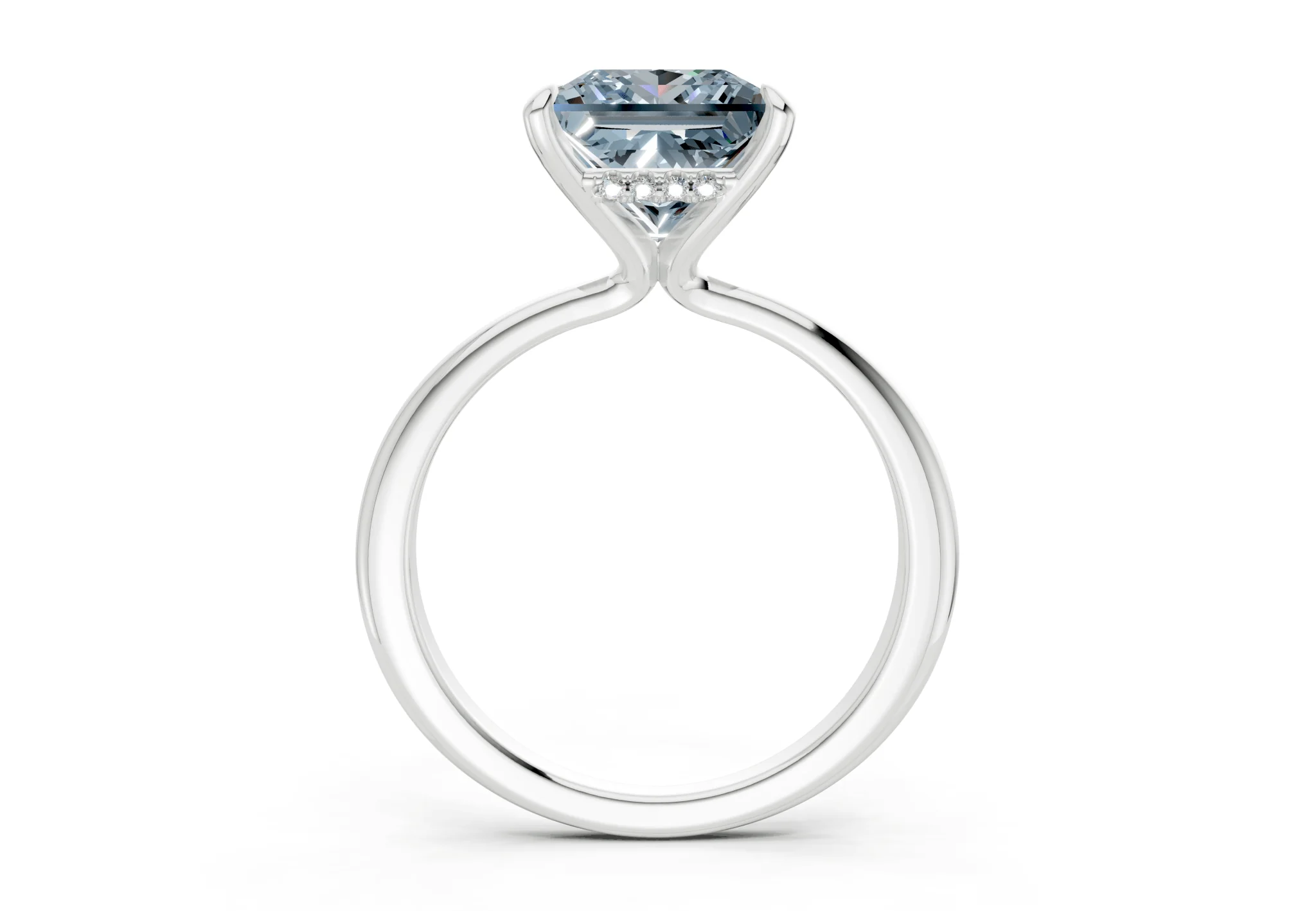 Marlowe Blue Diamond Solitaire Princess Cut 1.6mm Engagement Ring - Image 8