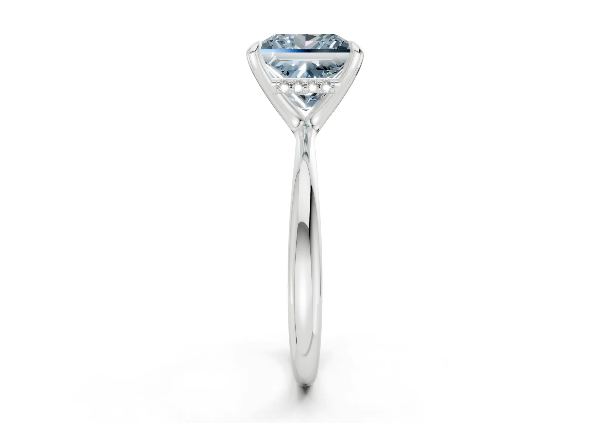 Marlowe Blue Diamond Solitaire Princess Cut 1.6mm Engagement Ring - Image 9