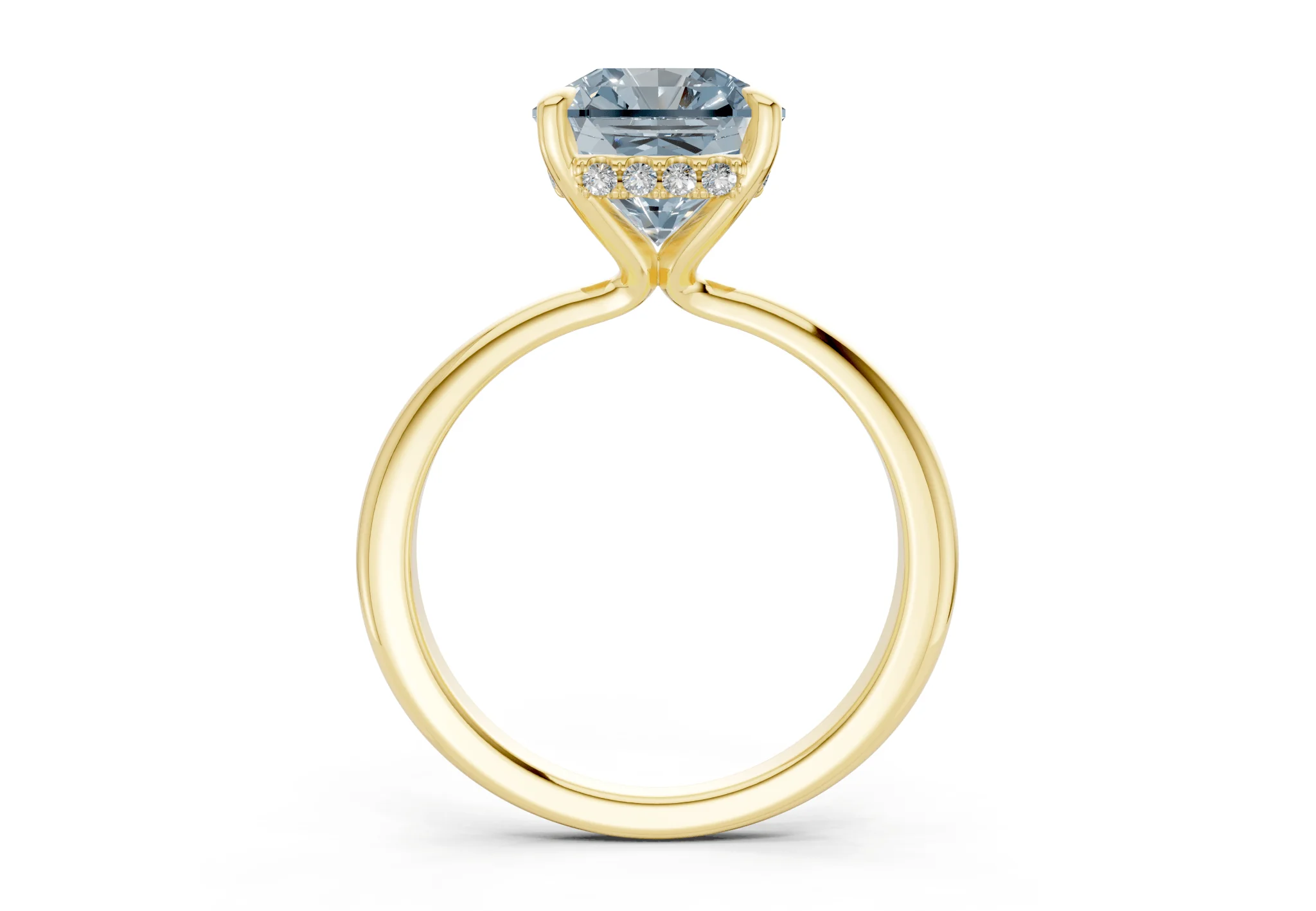 Marlowe Blue Diamond Solitaire Radiant Squareuare Cut 1.6mm Engagement Ring - Image 2