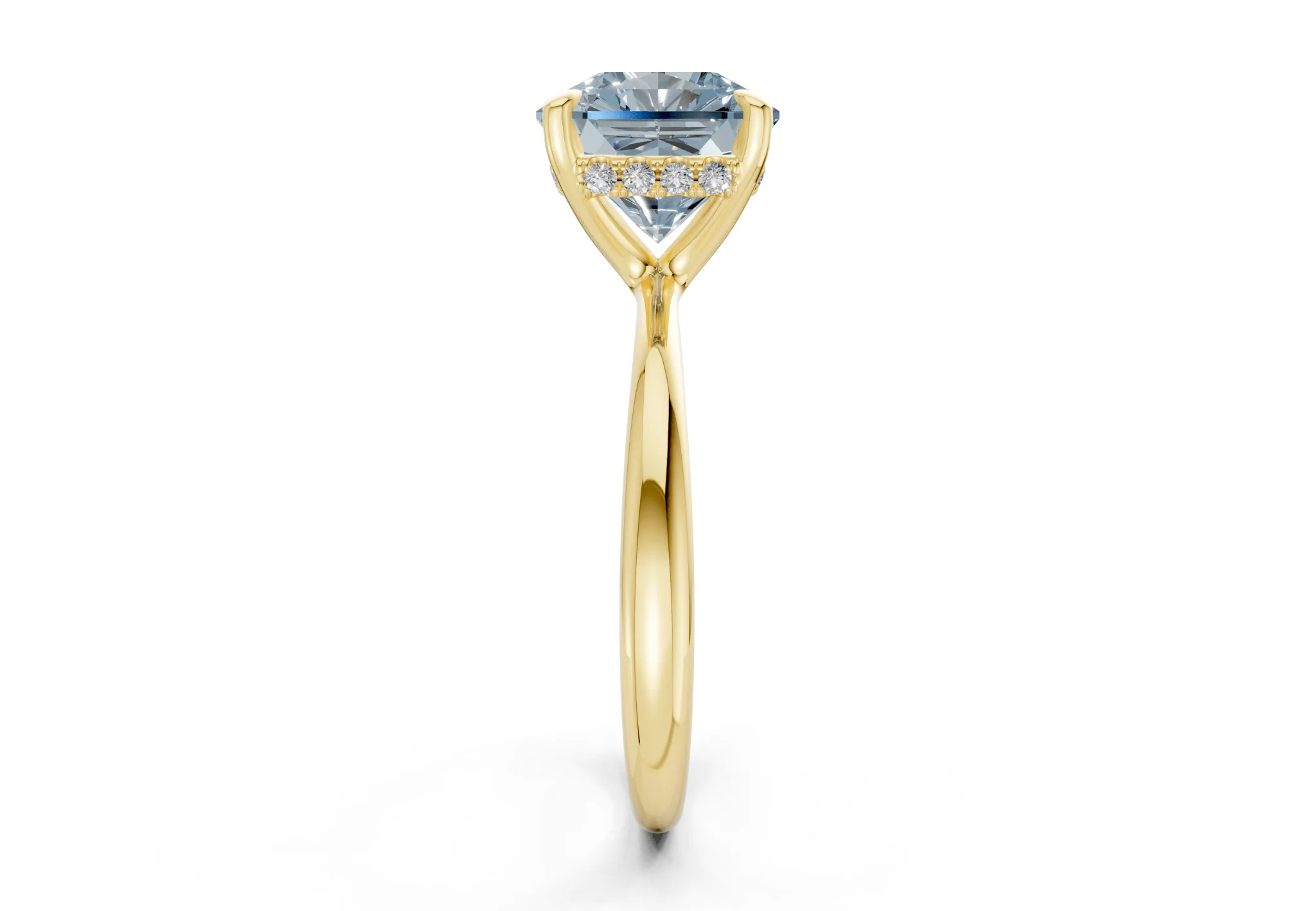 Marlowe Blue Diamond Solitaire Radiant Squareuare Cut 1.6mm Engagement Ring - Image 3