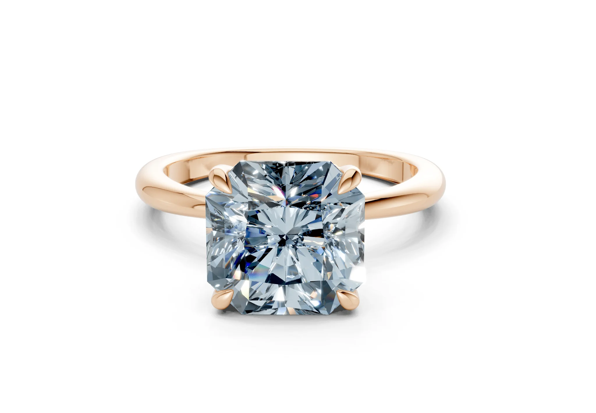 Marlowe Blue Diamond Solitaire Radiant Squareuare Cut 1.6mm Engagement Ring - Image 4