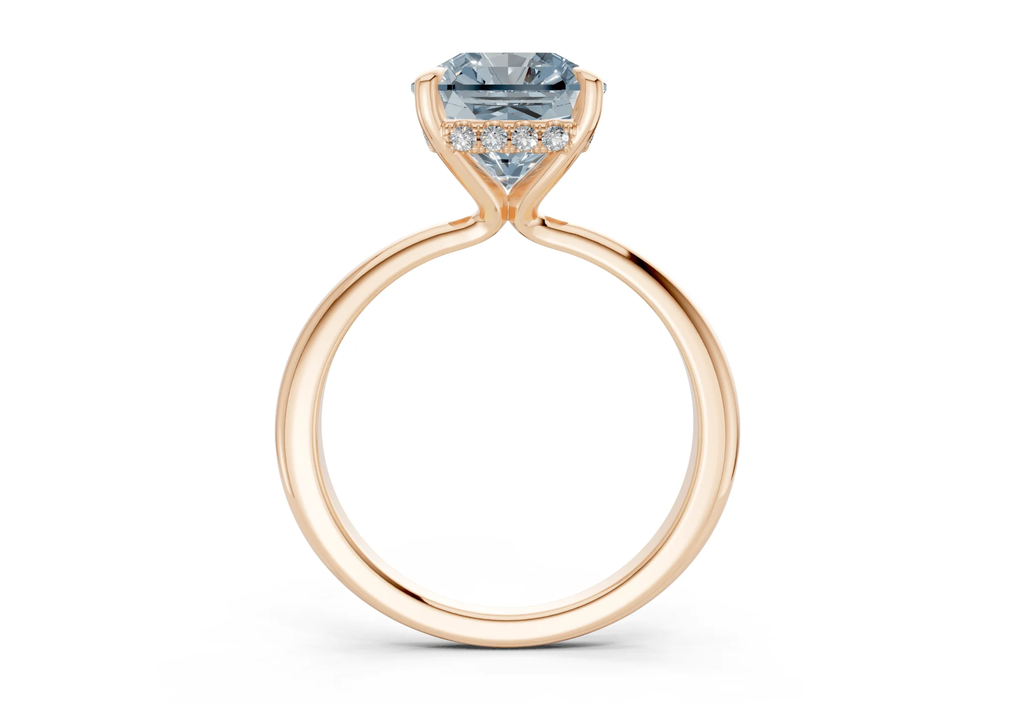 Marlowe Blue Diamond Solitaire Radiant Squareuare Cut 1.6mm Engagement Ring - Image 5