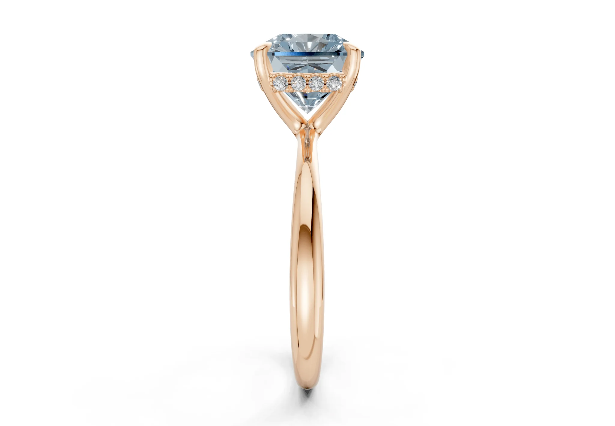 Marlowe Blue Diamond Solitaire Radiant Squareuare Cut 1.6mm Engagement Ring - Image 6