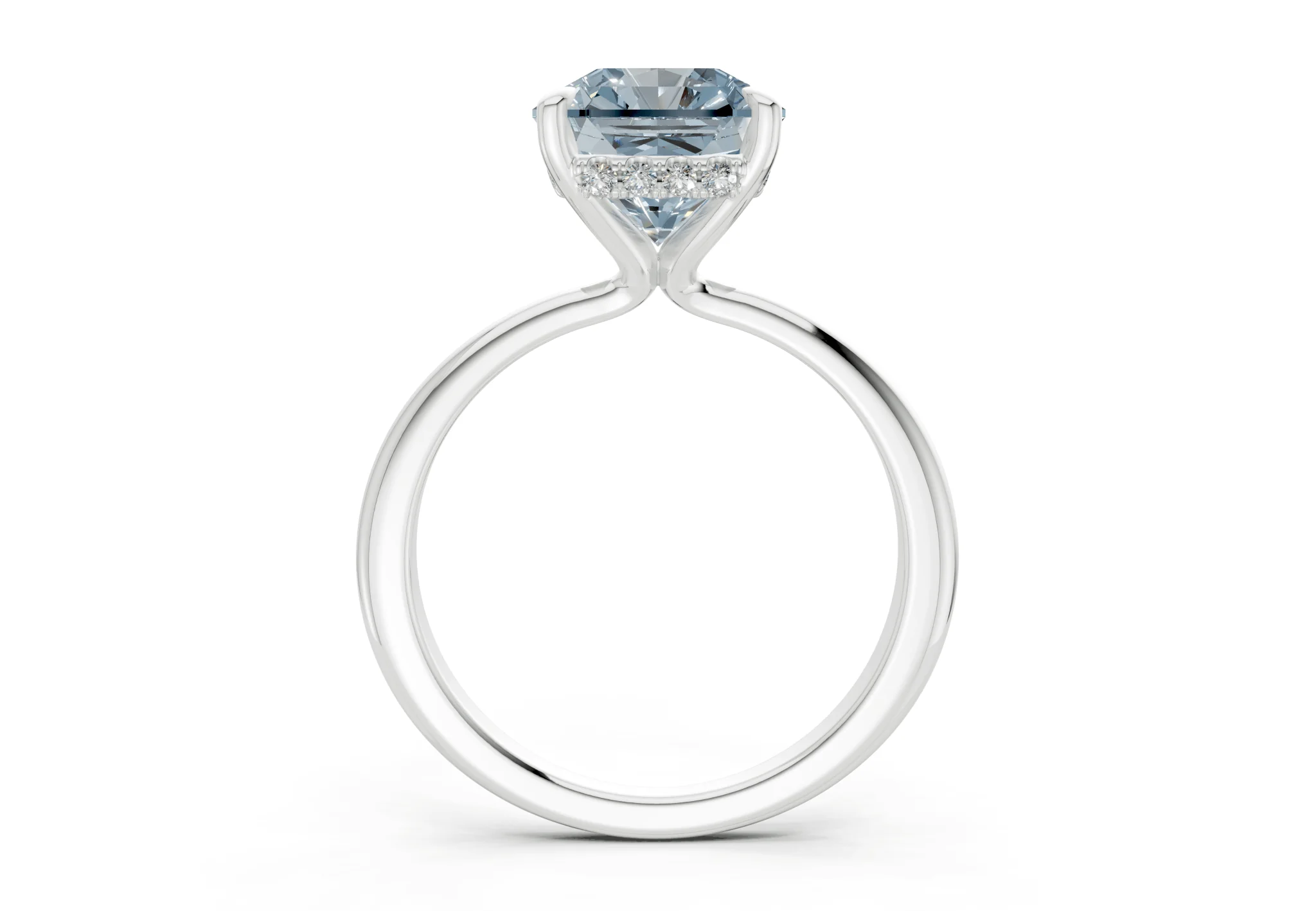 Marlowe Blue Diamond Solitaire Radiant Squareuare Cut 1.6mm Engagement Ring - Image 8