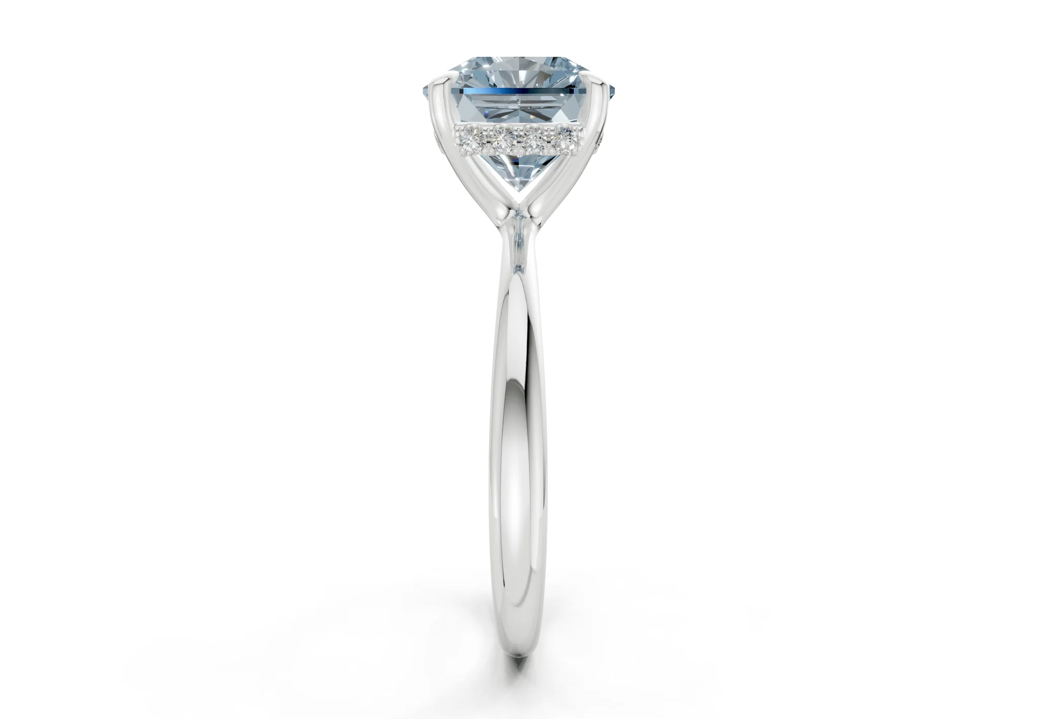 Marlowe Blue Diamond Solitaire Radiant Squareuare Cut 1.6mm Engagement Ring - Image 9