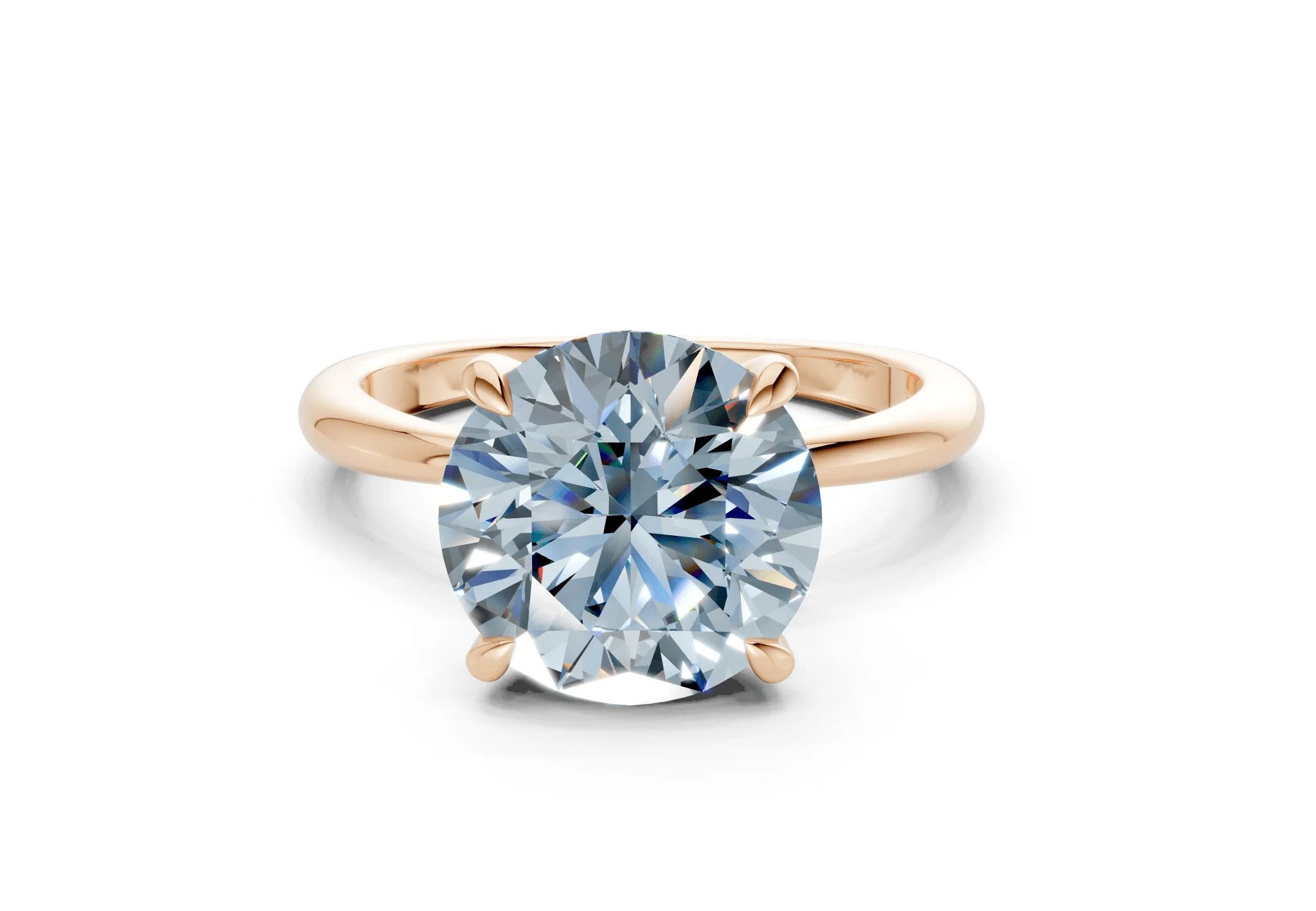 Marlowe Blue Diamond Solitaire Round Cut 1.6mm Engagement Ring - Image 4