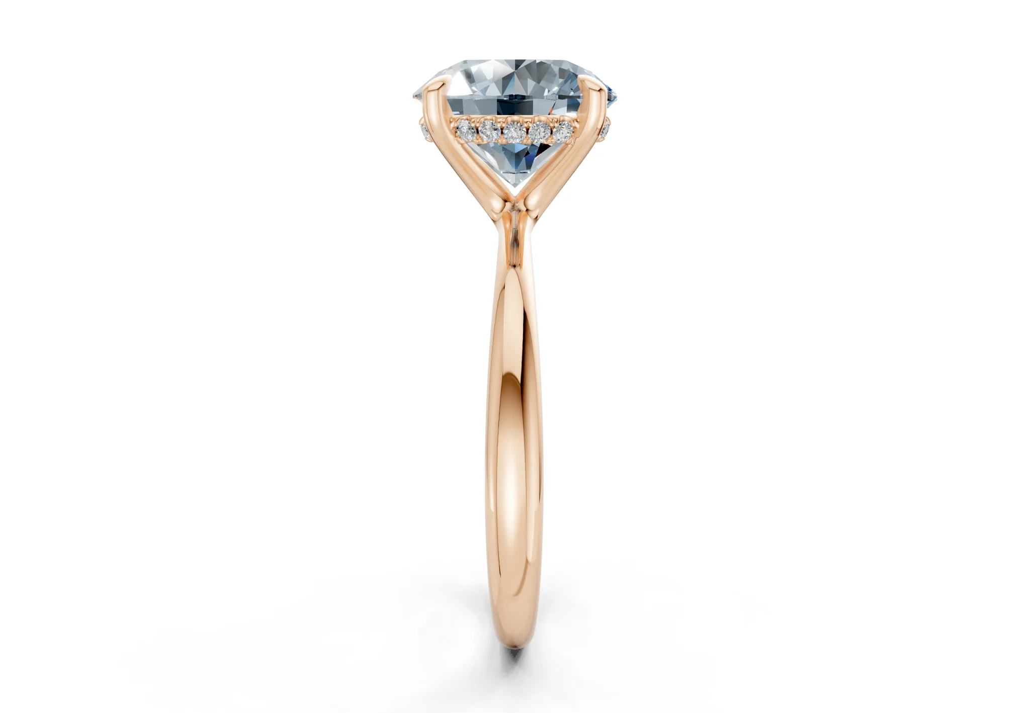 Marlowe Blue Diamond Solitaire Round Cut 1.6mm Engagement Ring - Image 6