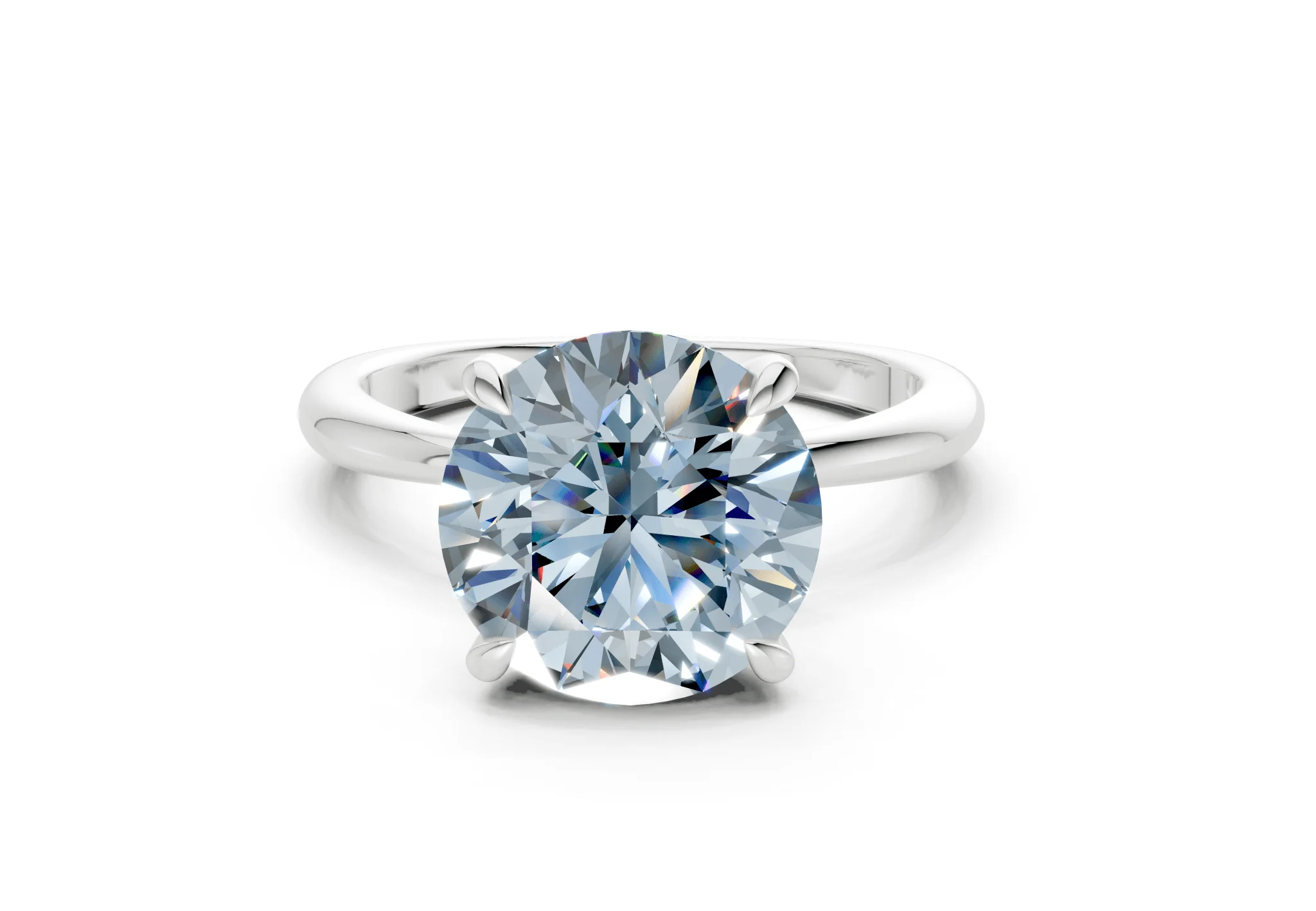 Marlowe Blue Diamond Solitaire Round Cut 1.6mm Engagement Ring - Image 7